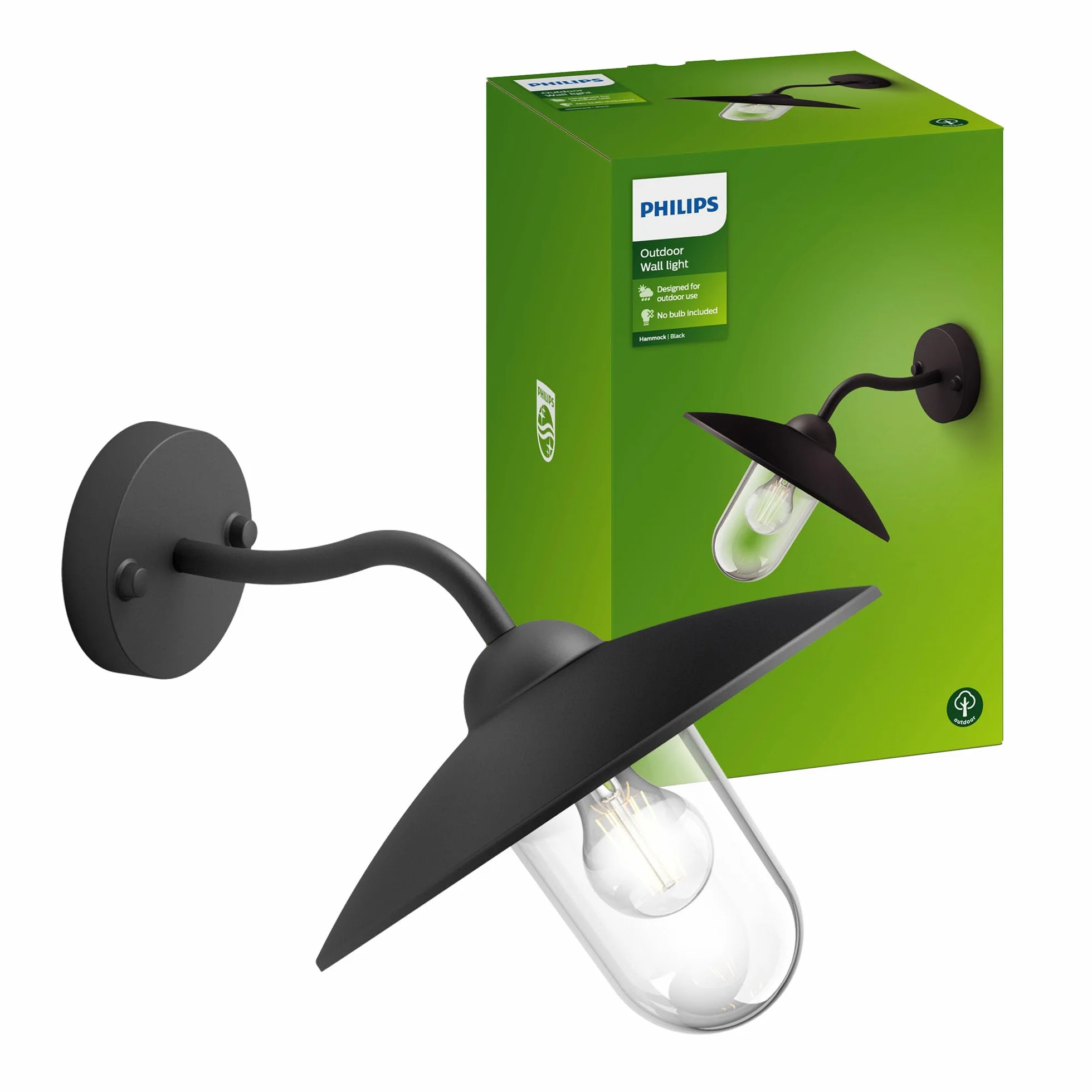 Philips Applique d'extérieur Hammock Noir Verre transparent IP44