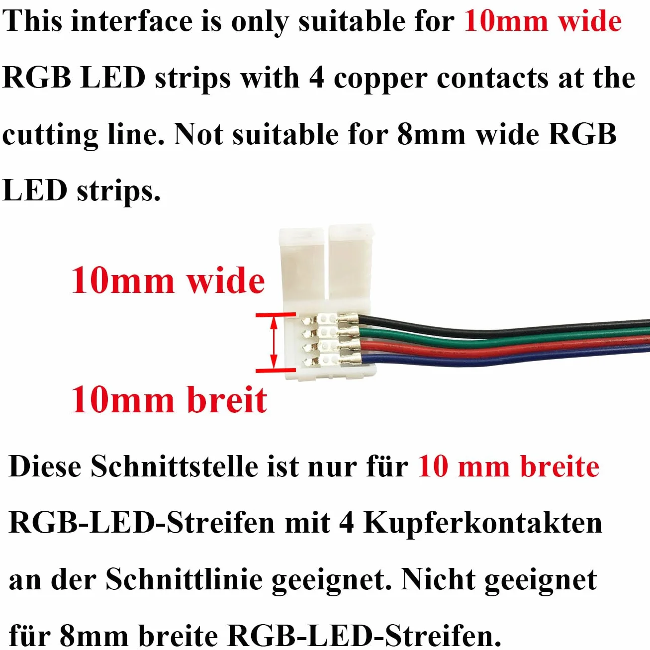 Connecteur Rapide LED RGB 5050 4 Broches 17cm Sans Soudure pour Bande LED SMD 5050/3528/2835