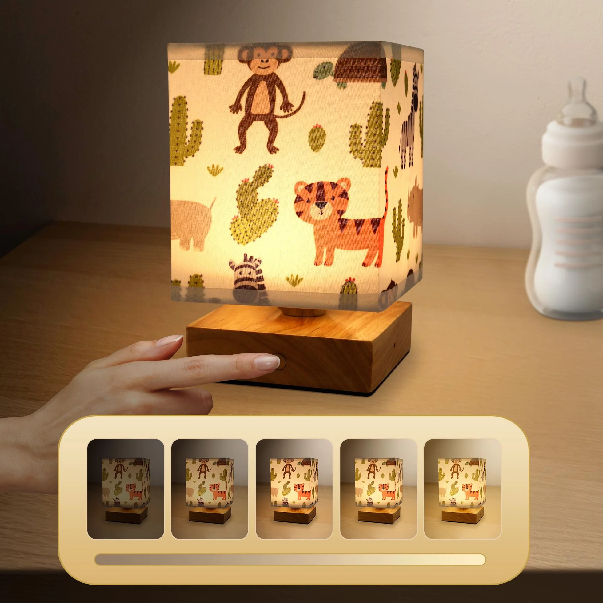 Wetry Veilleuse Enfant Rechargeable Lampe de Chevet Tactile avec Abat-jour