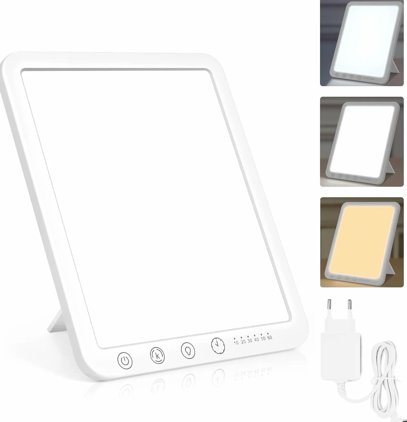 Lampe de Luminothérapie 15000 Lux, Simulation Lumière du Jour, 3 Températures de Couleur, 5 Niveaux de Luminosité, 6 Minuterie