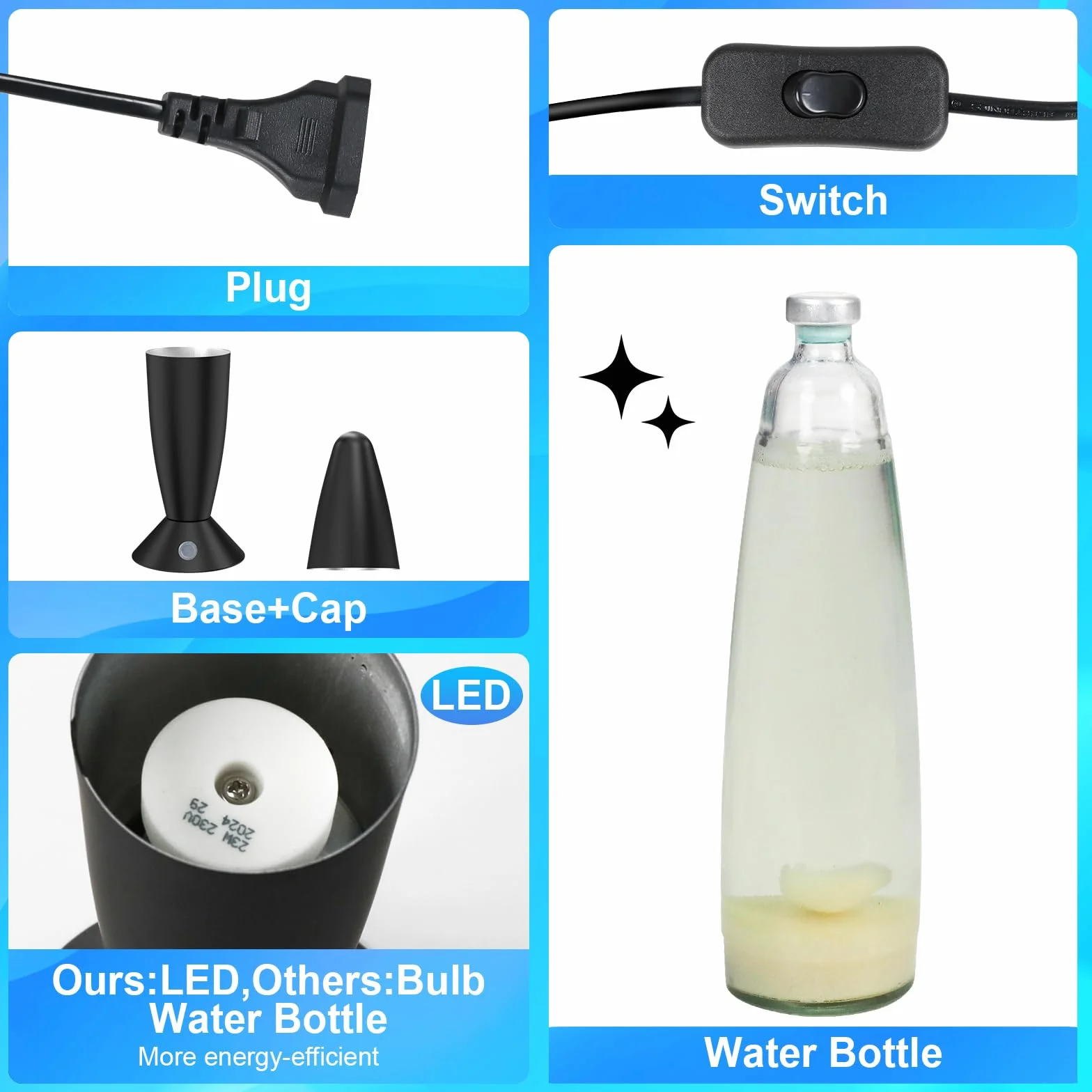FBSPORT Laval Lampe à lave pour enfants 17 couleurs changeantes veilleuse LED lampe de chevet