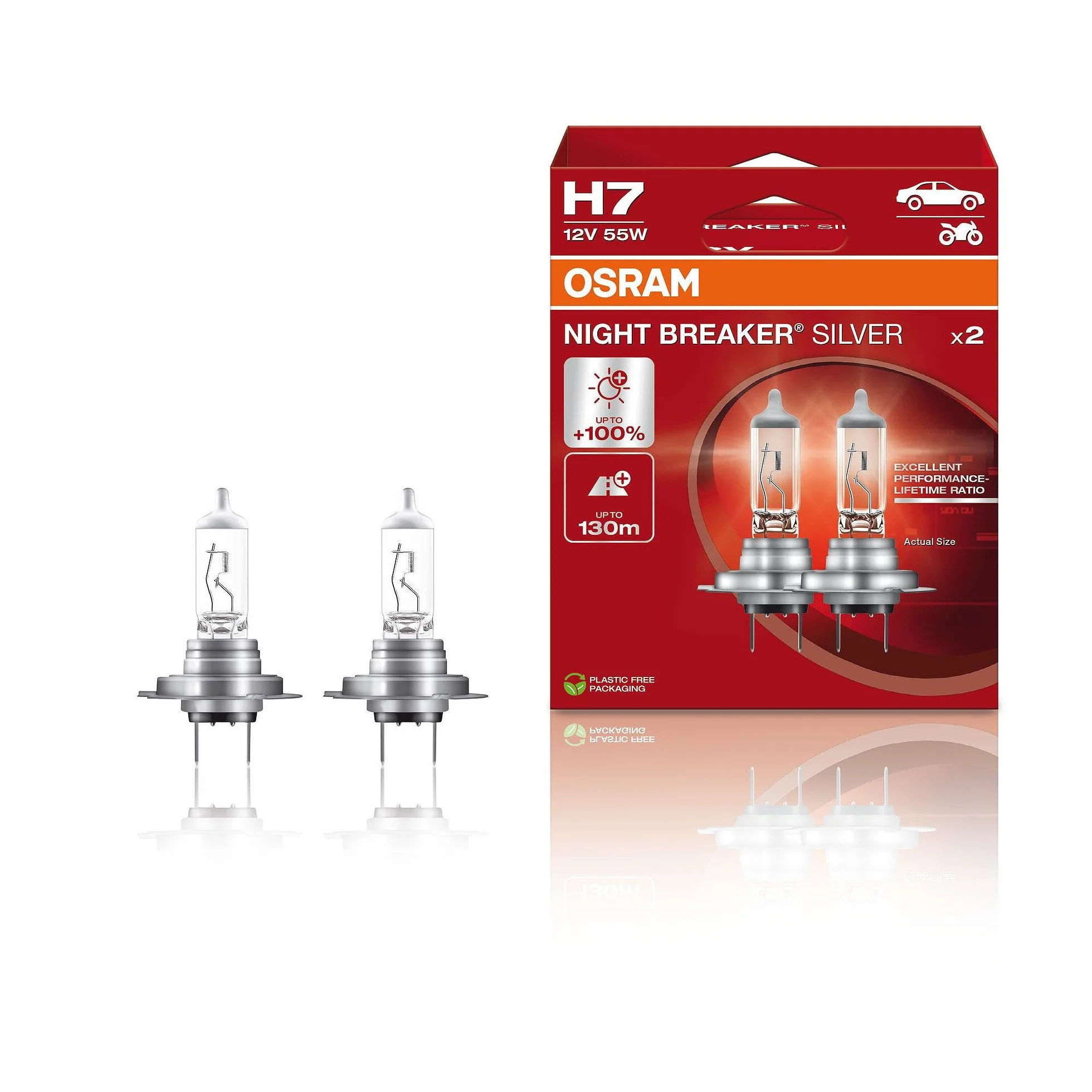 Osram Night Breaker Silver H7 12V 55W Halogène Ampoules Set 2 Pièces
