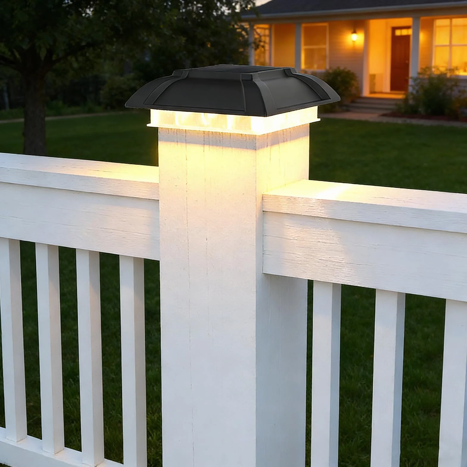 Lot de 4 Capuchon de Poteau Solaire, 13 x 13 x 4,4 cm, Lampes Solaires Sur Poteau pour Clôture Jardin
