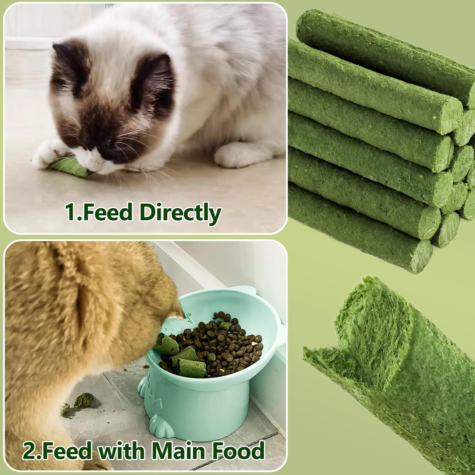 Bâton d'herbe à Chat Lyophilisé 225g, Friandises pour Chats, Nettoyage des Dents et Boules de Poils