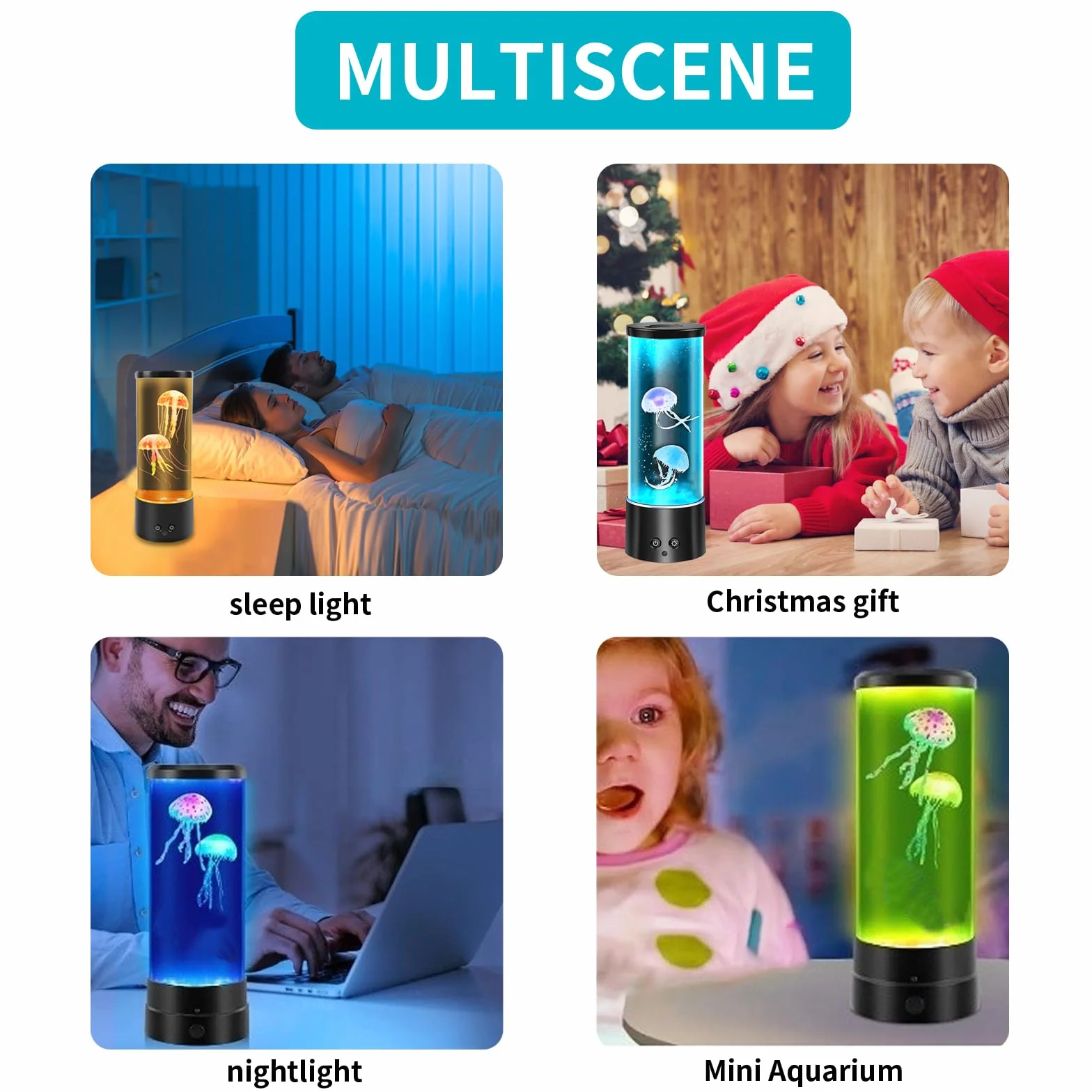 Lampe Méduse Jellyfish Lampe à Lave 17 Effets Lumière Changeants Couleur Aquarium Télécommande USB Noir