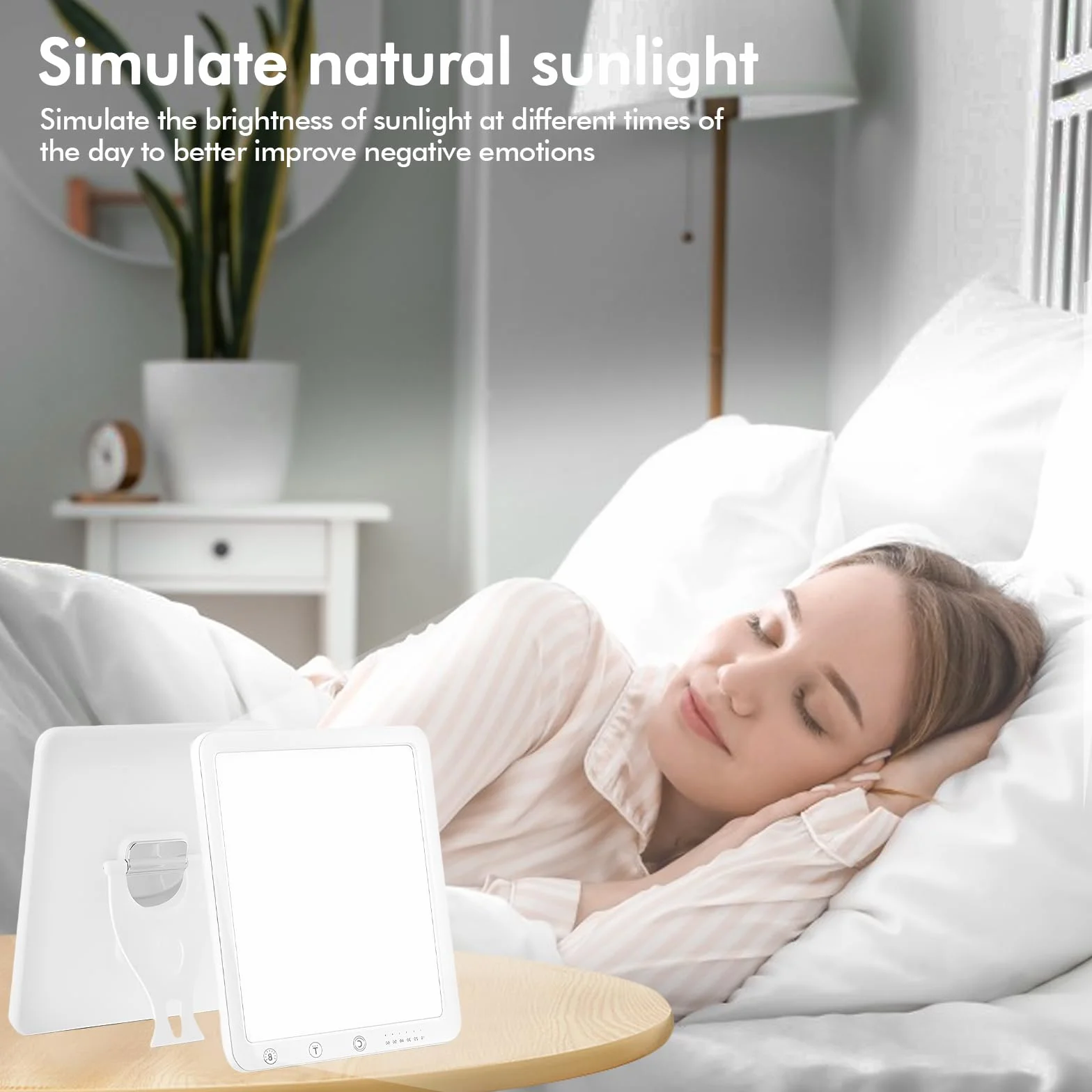Lampe de Luminothérapie 10000 Lux Simulation Lumière du Jour 5 Niveaux de Luminosité sans UV