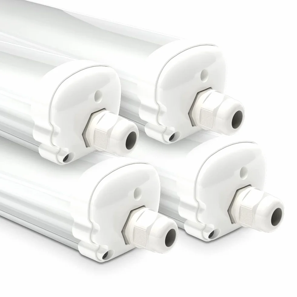 HOFTRONIC Lot de 4 Réglette LED 150 cm IP65 Extérieur Étanche 48W 5760 Lumens 4000K Neutre Blanc Connectable