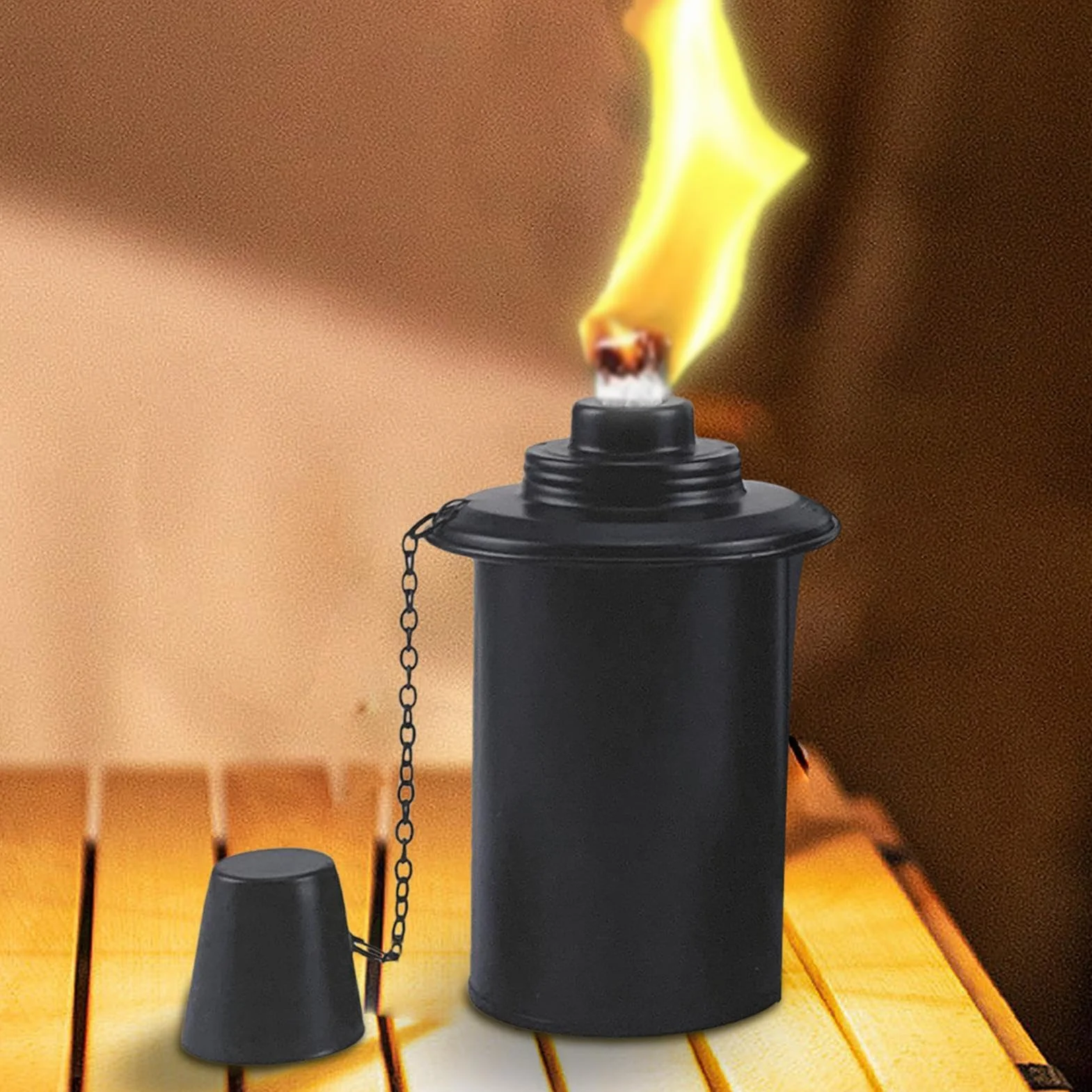 Boîte de torche décorative lot de 4 cartouches rechargeables couvercle métal torche table citronnelle décoration intérieur extérieur