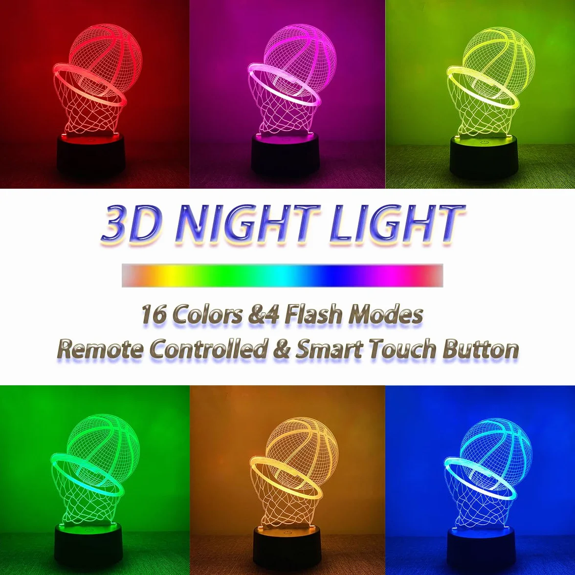 Veilleuse Basketball 3D 16 Couleurs avec Télécommande