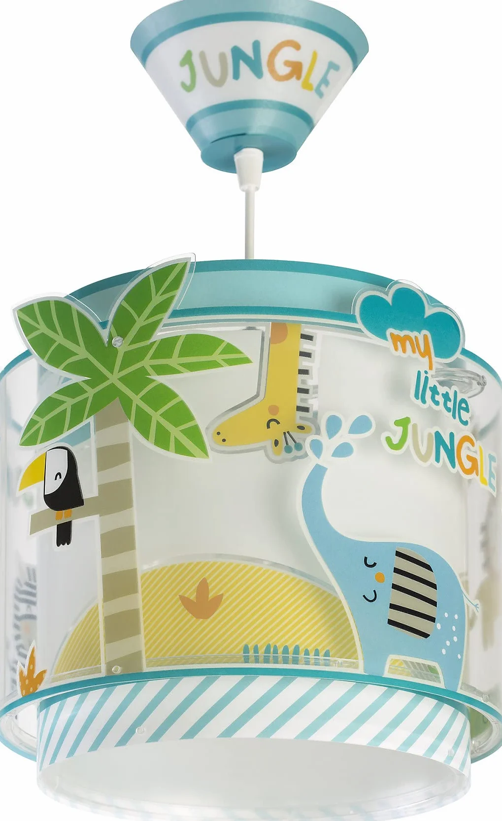 Dalber Lustre Chambre Lampe Suspension Enfant My Little Jungle Animaux Vert Lion Alligator Girafe E27