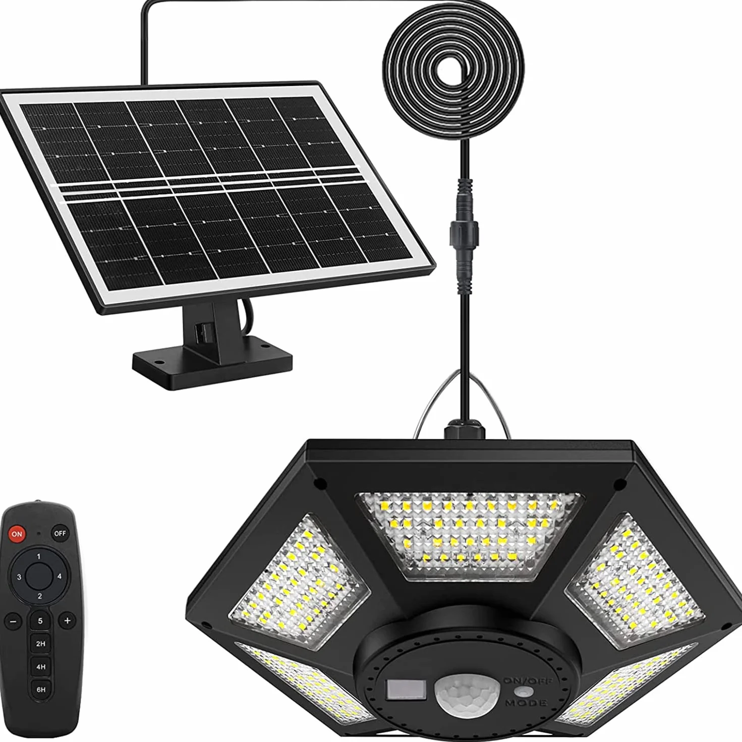 yowin 180 LED Lampe Solaire Intérieur Extérieur 1000LM IP65 étanche Blanc