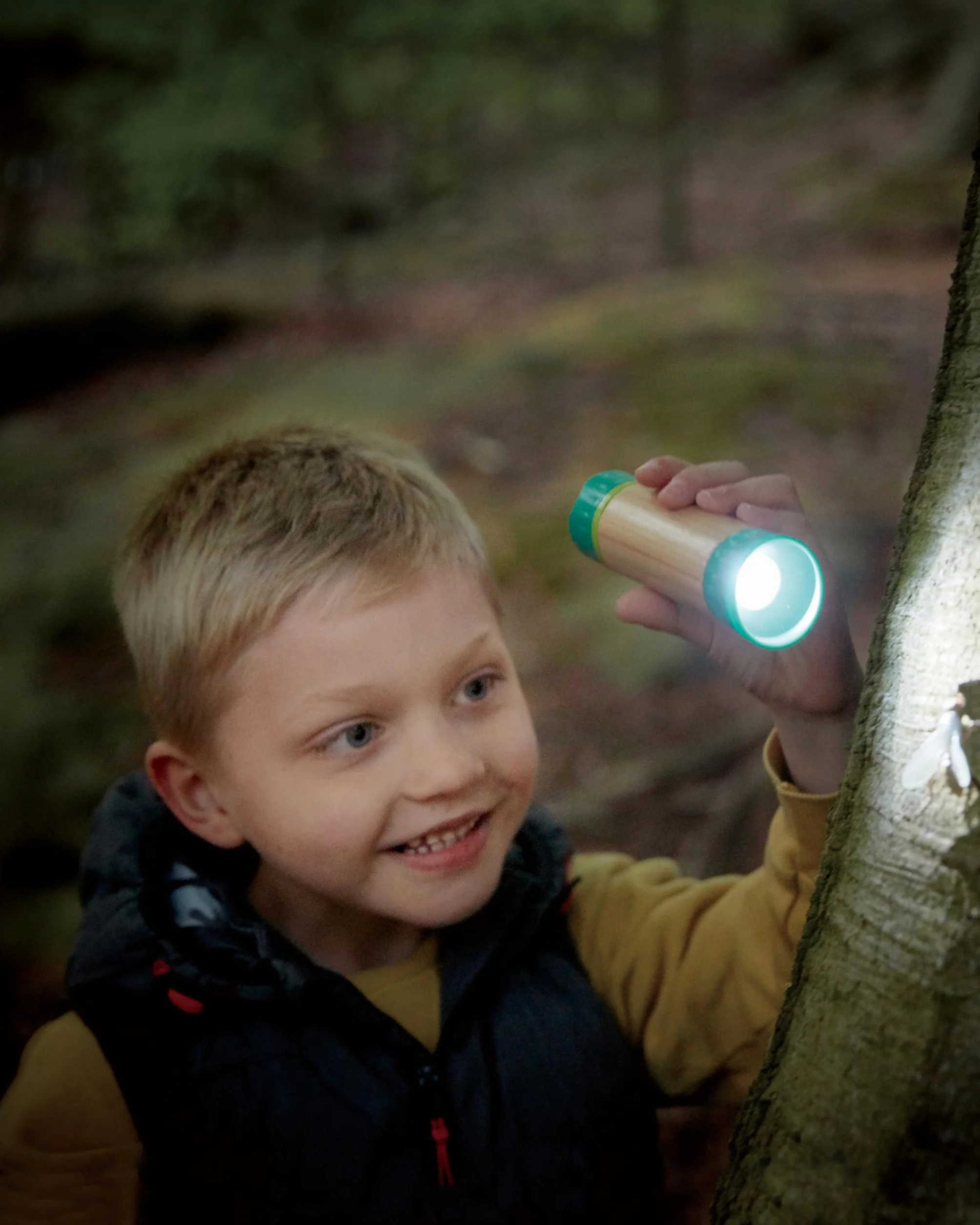 Lampe Torche Enfant Rechargeable Hape - Lampe de Poche Puissante et Sûre pour Enfants dès 4 Ans - Bambou & Plastique Végétal