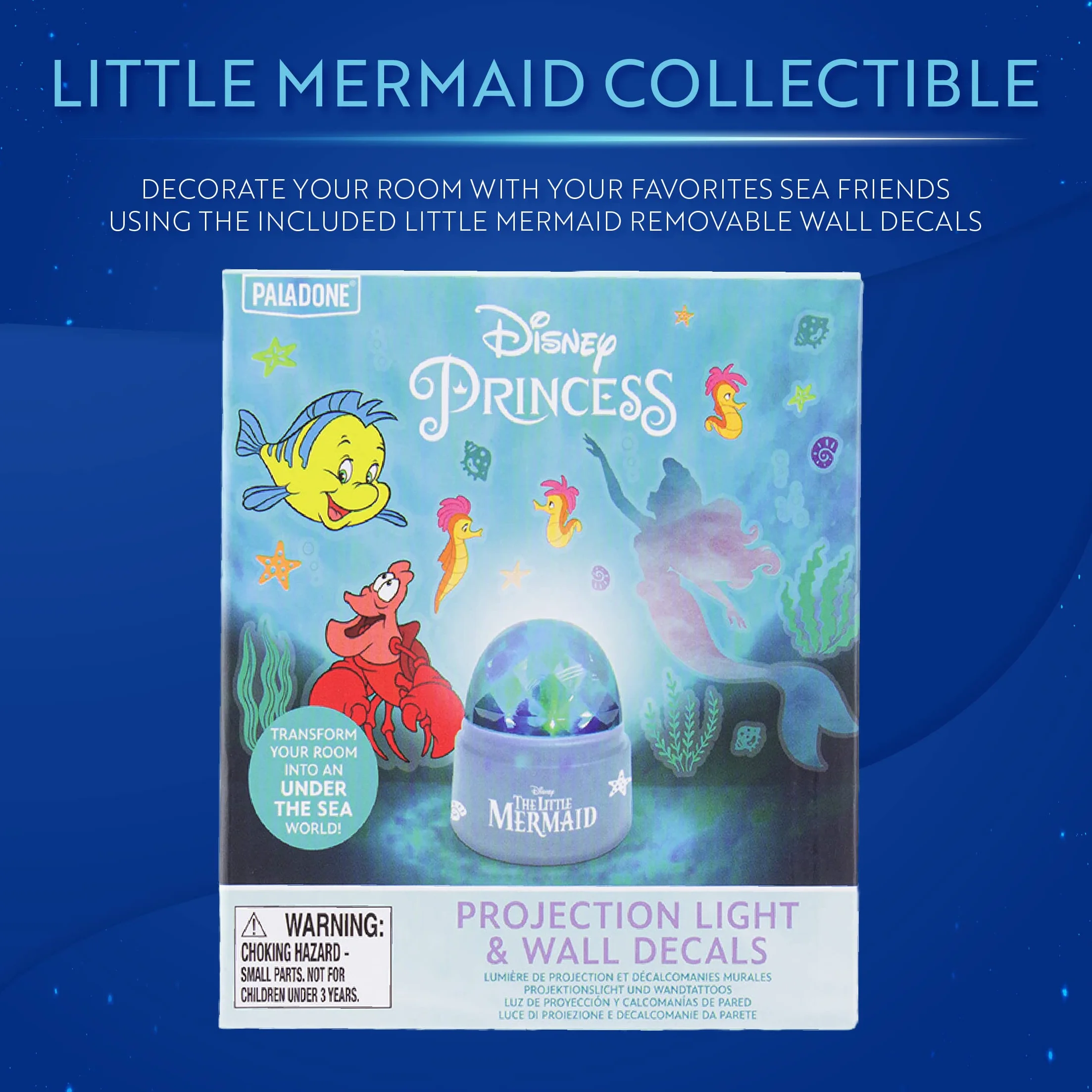 Lumière de Projection Petite Sirène Disney - Projecteur Plafond Murs avec Stickers Muraux Officiels