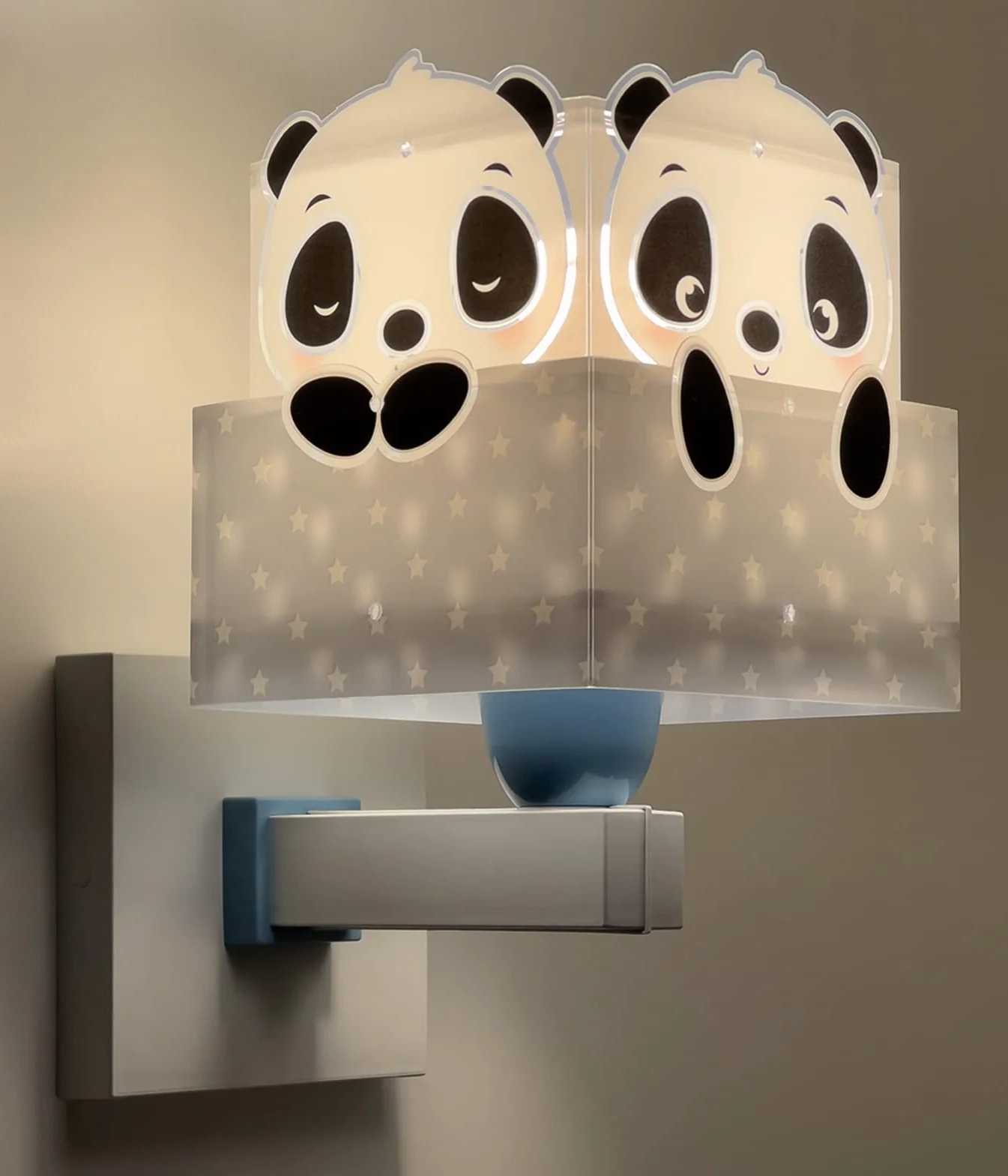 Dalber Lampe Applique Murale Enfant Ours Panda Animaux Bleu E27