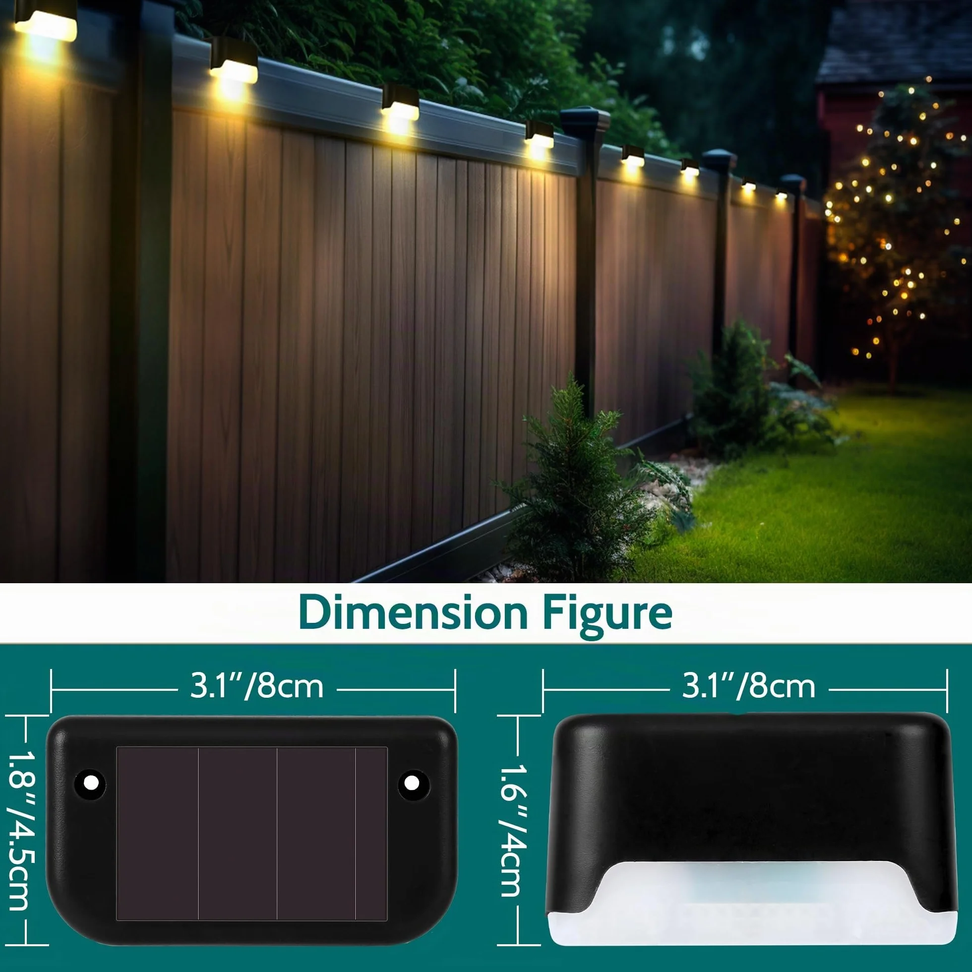 Solpex Lot de 16 lampes solaires LED étanches pour extérieur escaliers marches clôture cour terrasse allée décoration noir blanc chaud