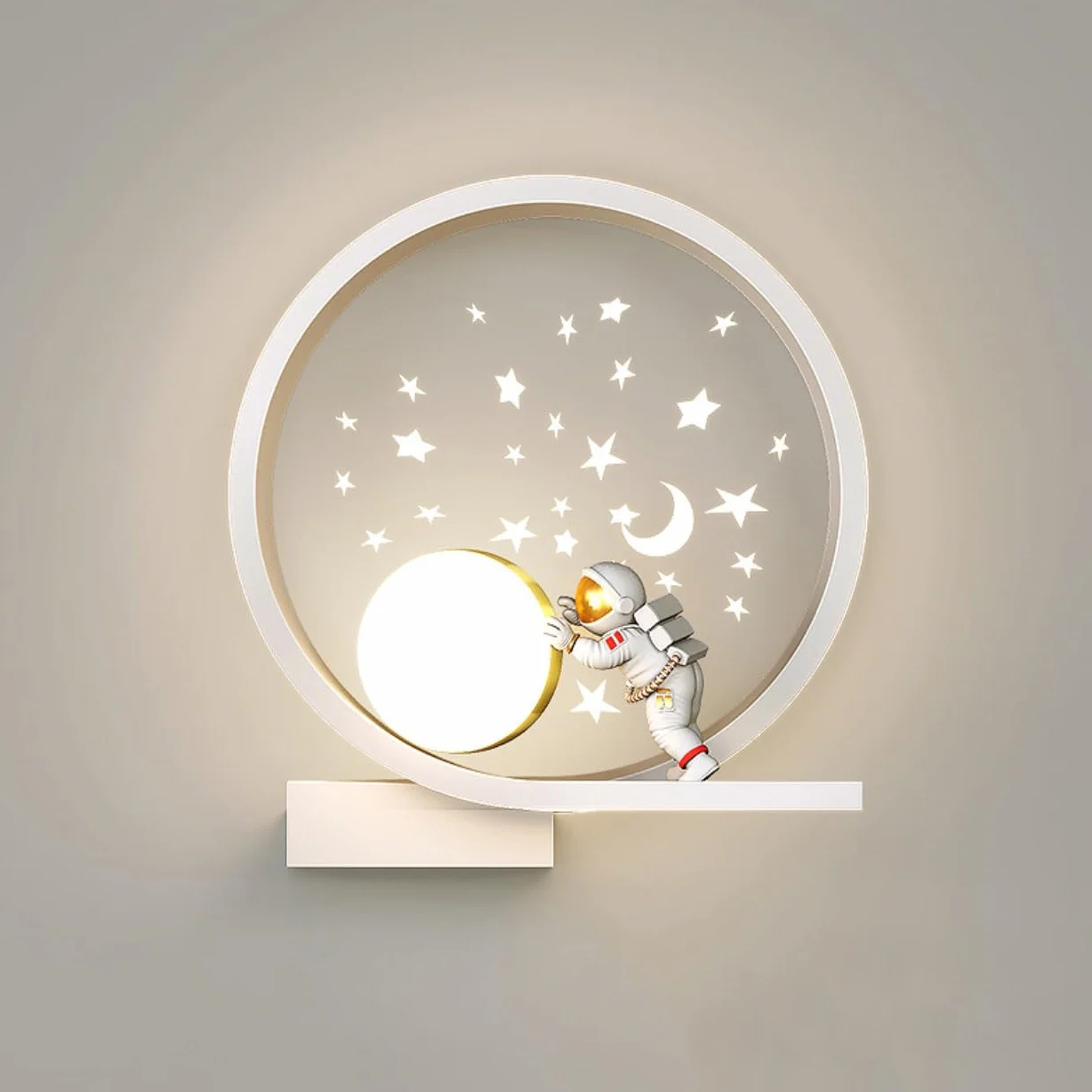 LED Applique Murale Astronaute Lune 12W Lampe de Chevet Enfants Chambre Projecteur Planète Étoile