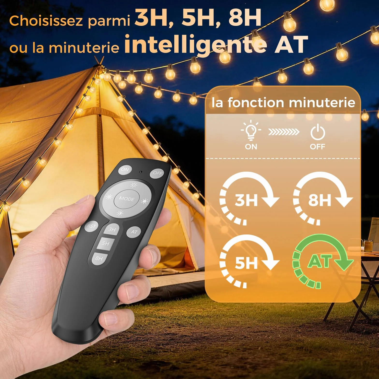 Guirlande Solaire Lumineuse Exterieure 16,3 m avec Telecommande & Minuterie, Étanche G40 LED, 4 Modes Gradable