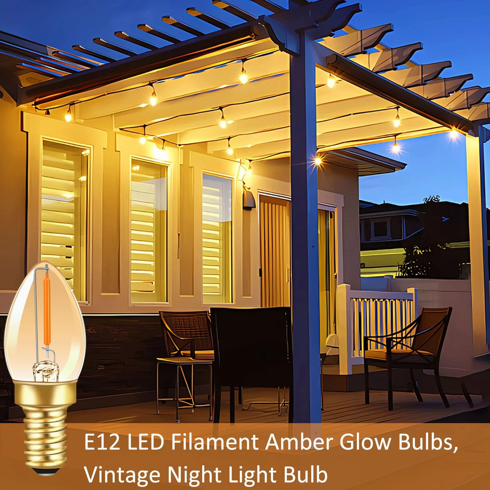 Ampoule LED C7 E12 230V 0.5W Vintage Edison Blanc Chaud Ambre 50LM 2200K Non Dimmable Lot de 2