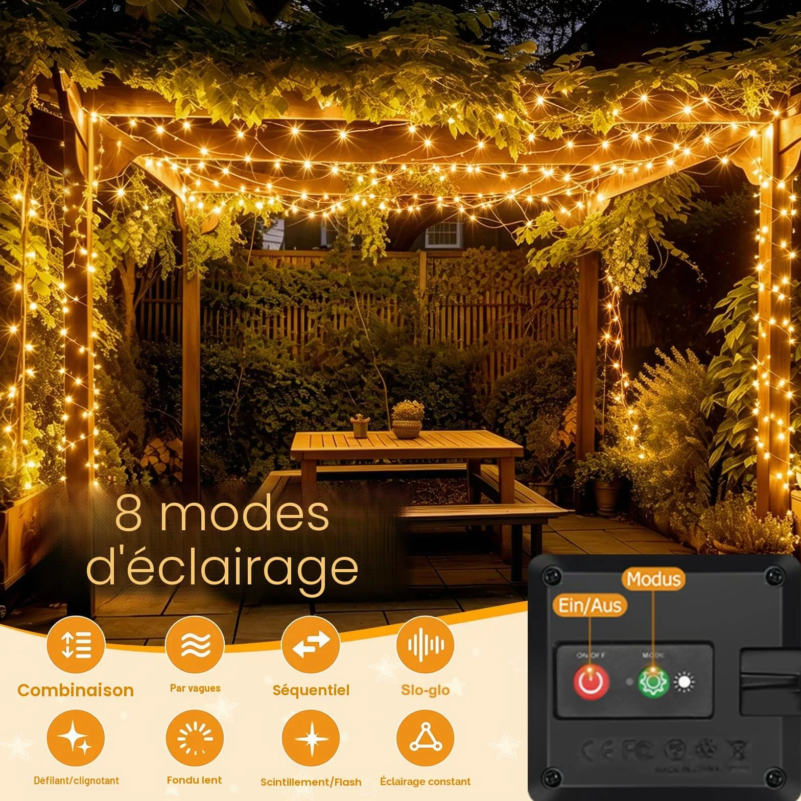 Litogo Lot de 2 Guirlande Lumineuse Exterieur Solaire 24m 240 LED Jardin Étanche Décoration Noël