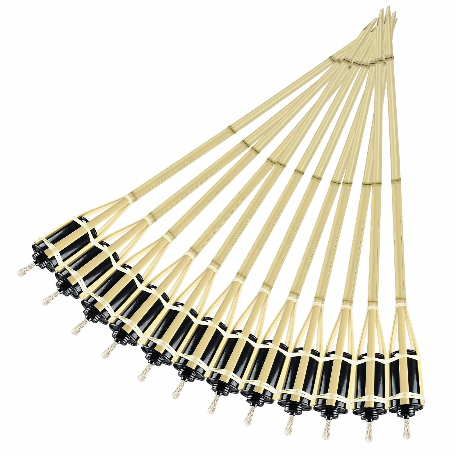 Lot de 36 torches de jardin 90 cm en bambou à huile pour extérieur