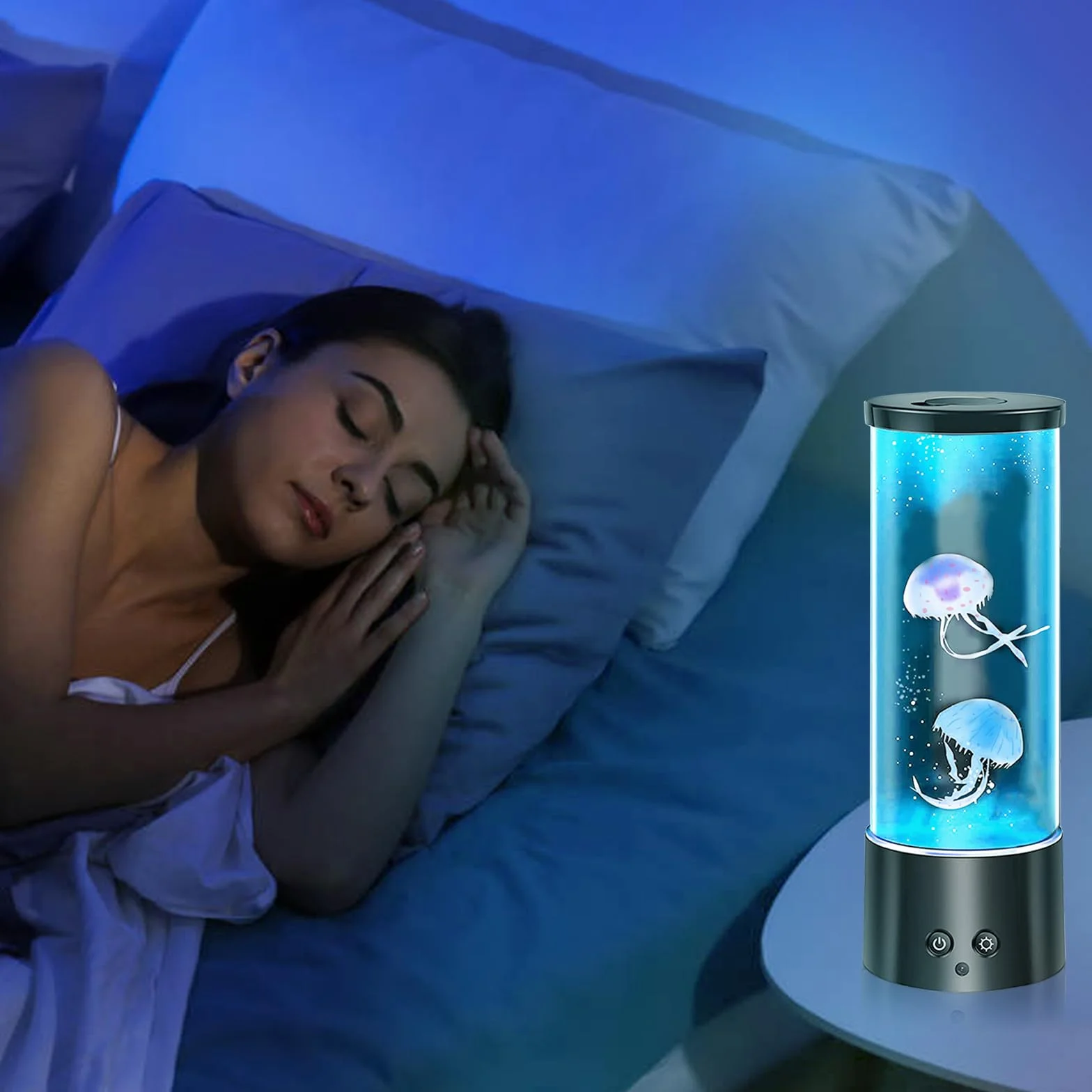 Lampe Méduse Jellyfish Lampe à Lave 17 Effets Lumière Changeants Couleur Aquarium Télécommande USB Noir