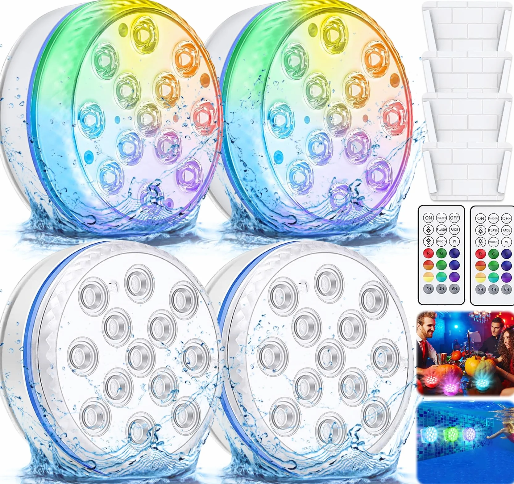 Lumiere Piscine LED 16 RGB IP68 Etanche avec Télécommande