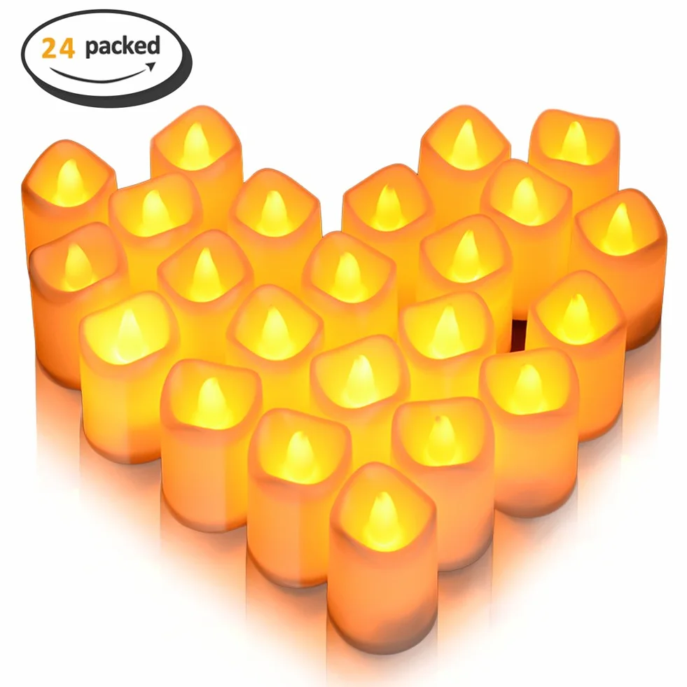 Litake Bougies LED 24 PCS Lumière Vacillante Chauffe-Plat sans Flamme avec Piles Décoration Fête