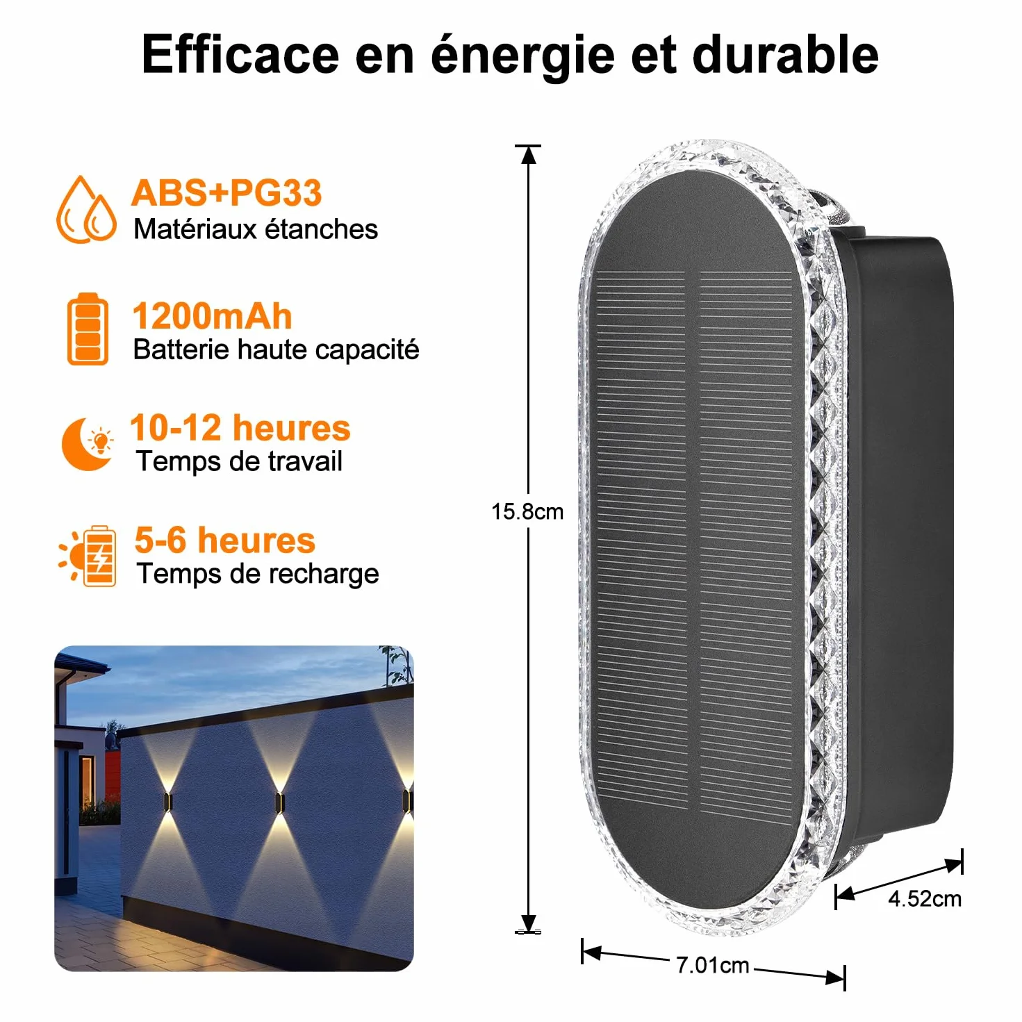 ELLASAY Lampe Solaire Exterieur Applique LED Lot 4 Up Down 1200mAh IP65 Étanche 3000K/4000K/6500K