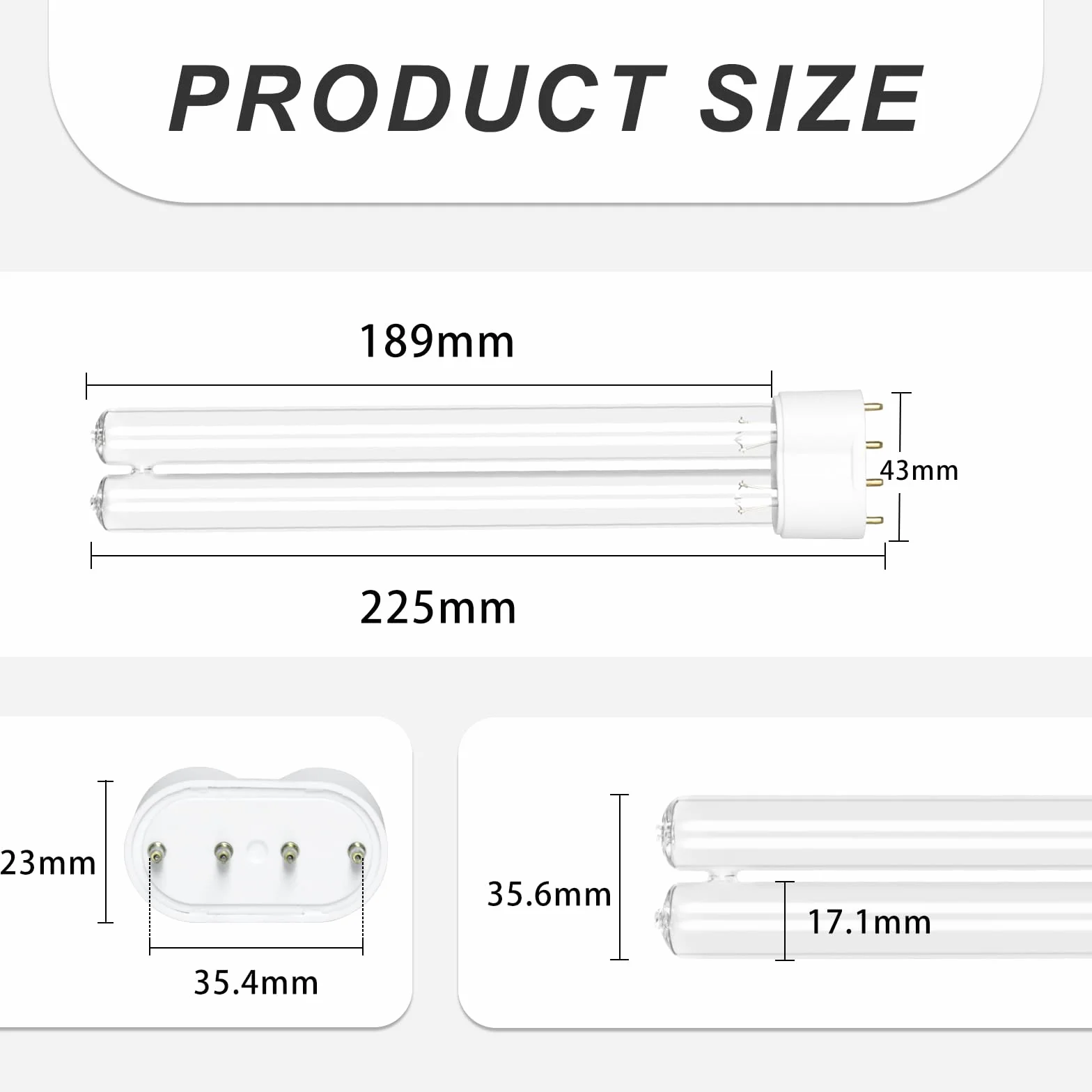 Lampe de désinfection UV 2G11 4 Broches 18W, Ampoule UVC Compacte, Filtre UV Tubulaire Pour Étangs de Parc et Poissons