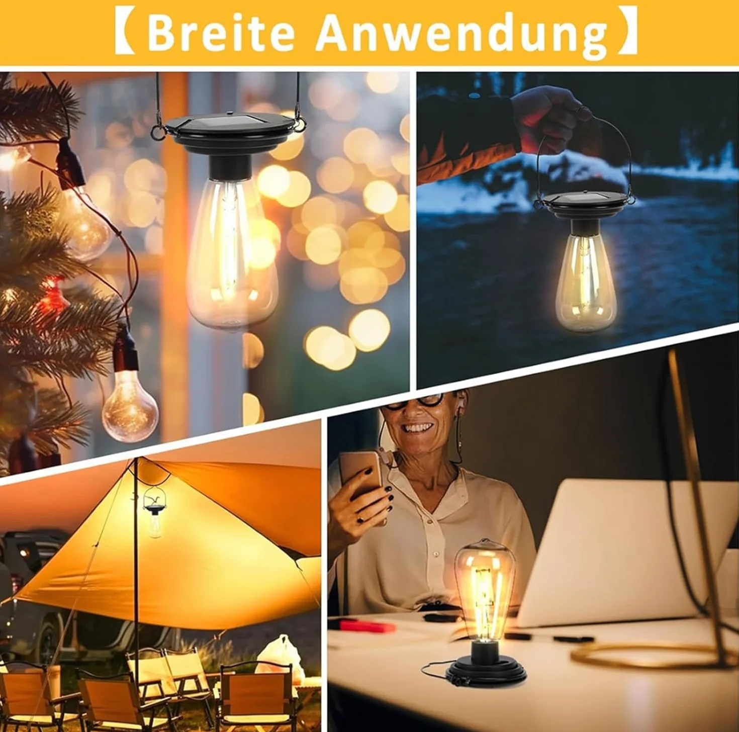 Lot de 2 lampes solaires de rechange pour extérieur avec ampoule LED claire et panneau solaire 8 cm