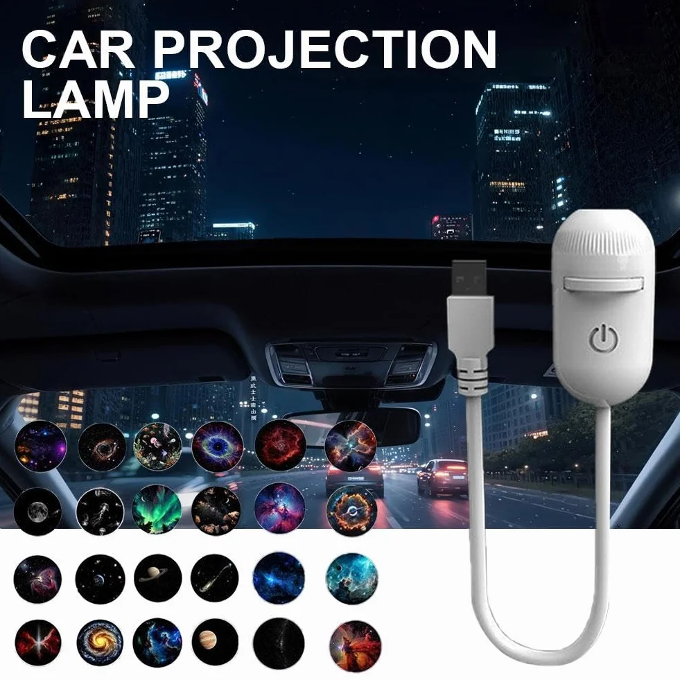 Projecteur de nuit 2 en 1 Galaxy USB avec films de projection 3/12/24, lampe LED portable pour chambre plafond voiture