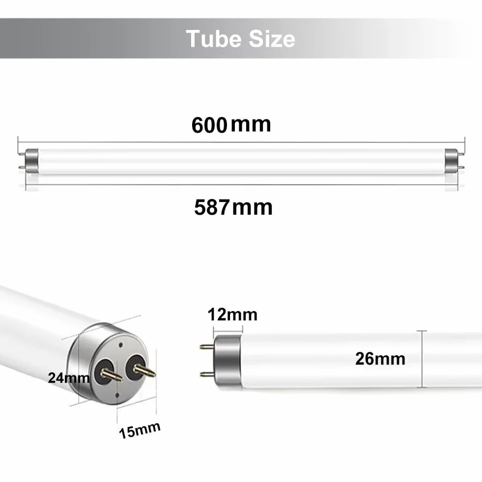 Tubes Fluorescents T8 600mm 18W G13 Blanc Froid 6500K 2 Pack