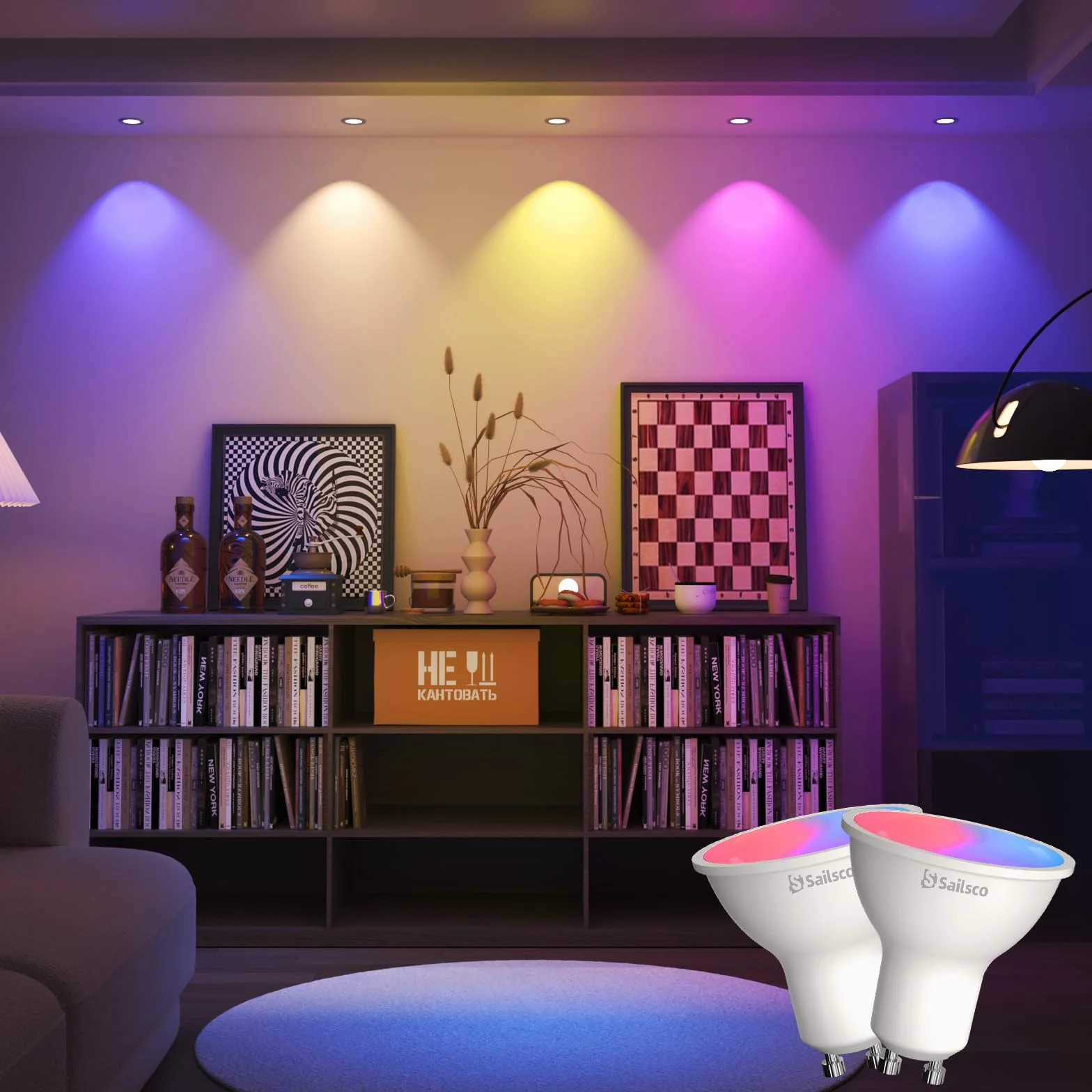 Ampoule Connectée Matter LED GU10 WiFi Intelligente RGB 2700K-6500K Dimmable 4.7W 400LM Lot de 4 Compatible Alexa Smart Life
