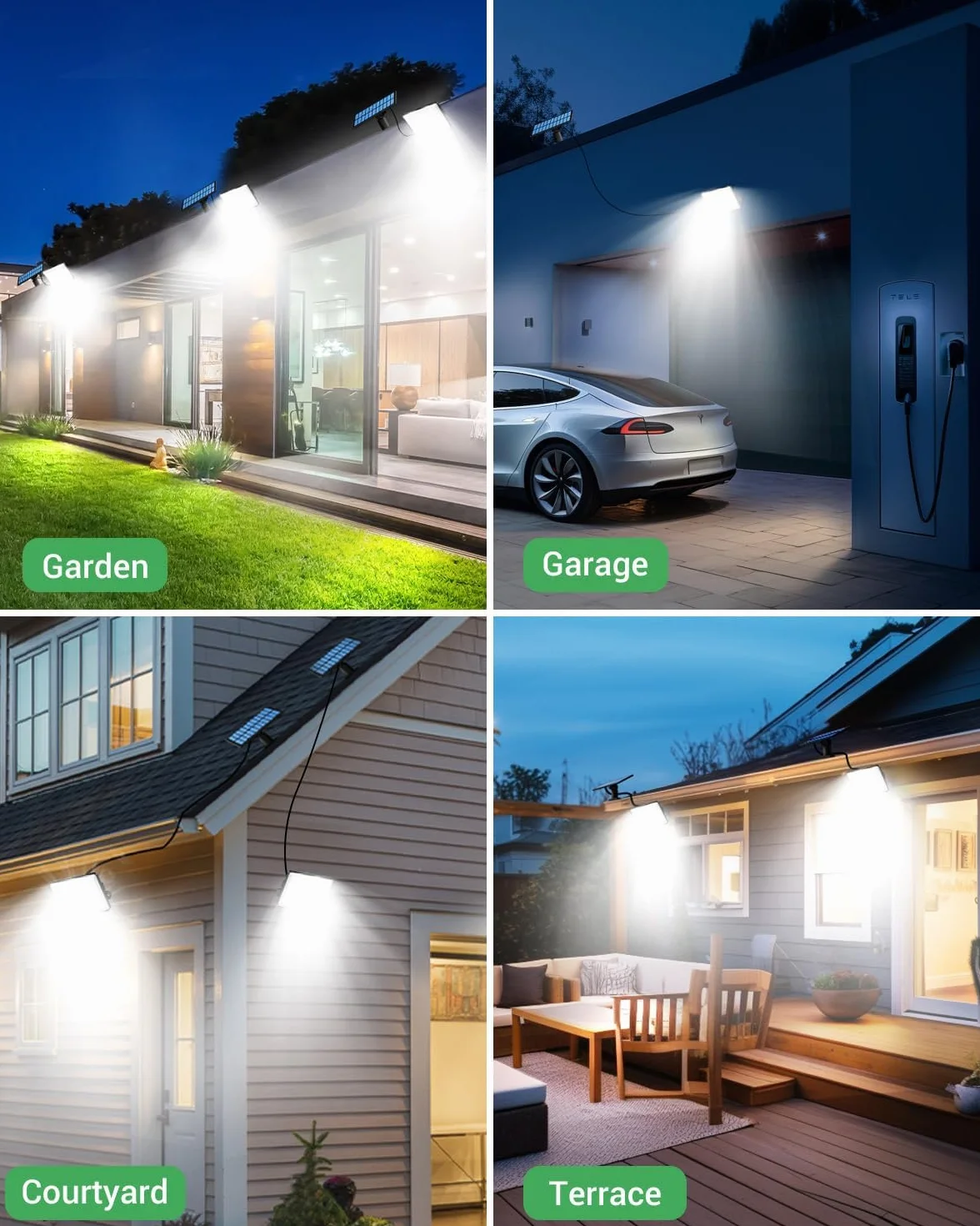 LOTMOS Lampe Solaire Exterieur avec Detecteur de Mouvement, 342 LED IP65 Etanche, 3 Modes pour Jardin Garage