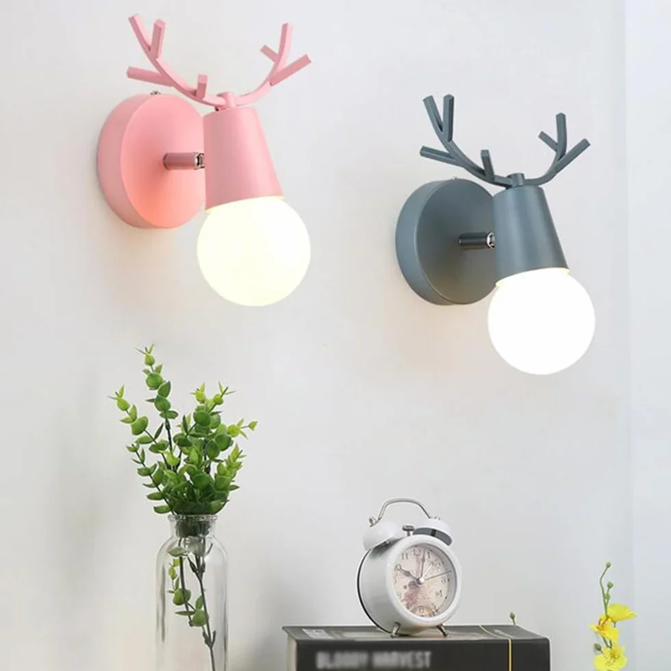 Luminaires Applique Murale LED Vintage en Bois de Cerf pour Chambre