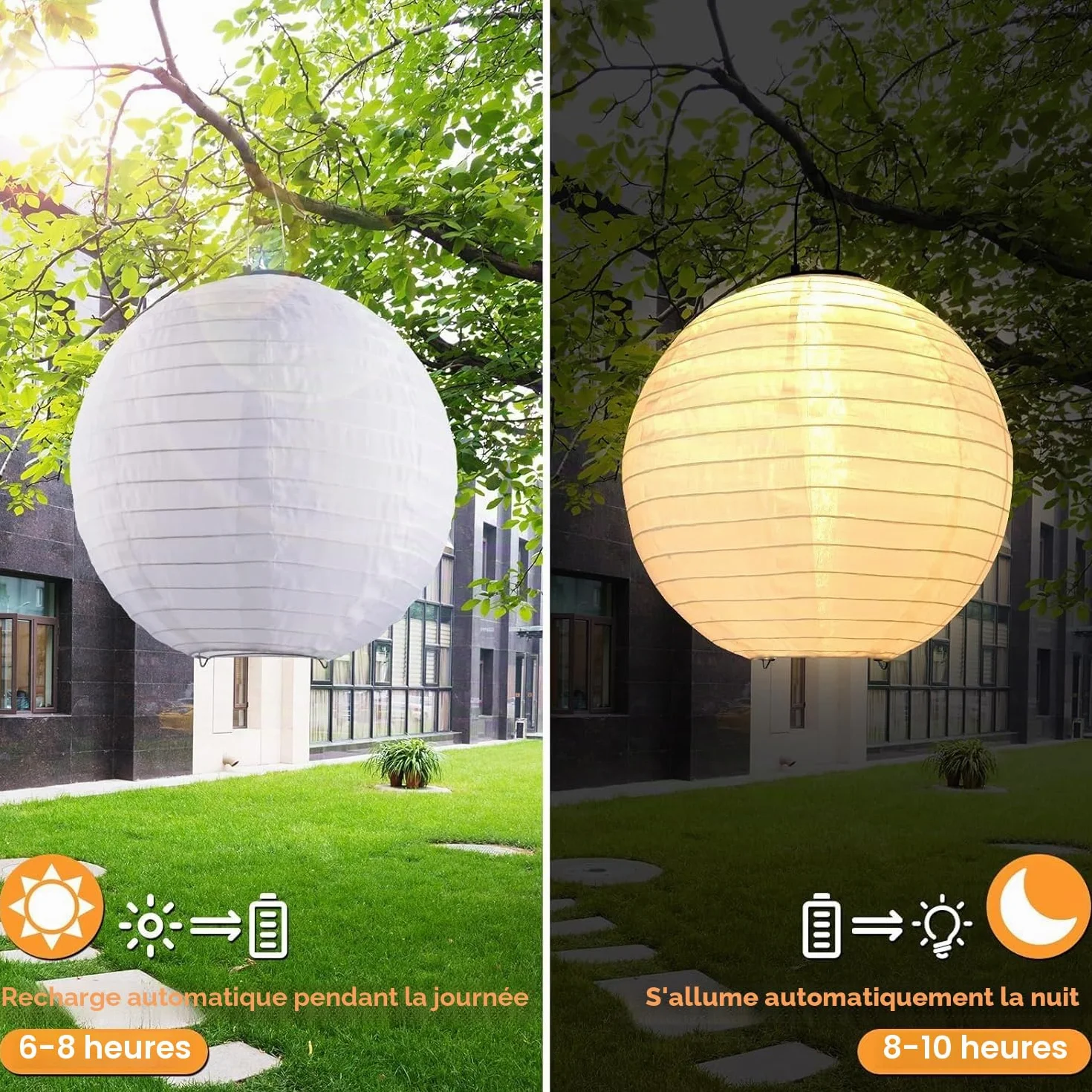 Lanternes Solaires d'Extérieur Lot de 4 25cm LED Jardin Résistantes aux Intempéries Blanc Chaud