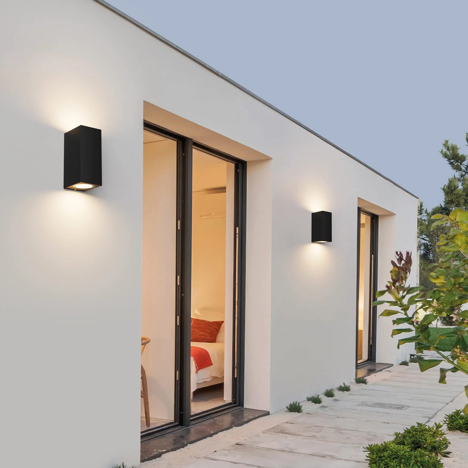 Klighten Lot de 2 Applique Murale Noir IP65 Etanche Up Down Lampe Murale Aluminium GU10