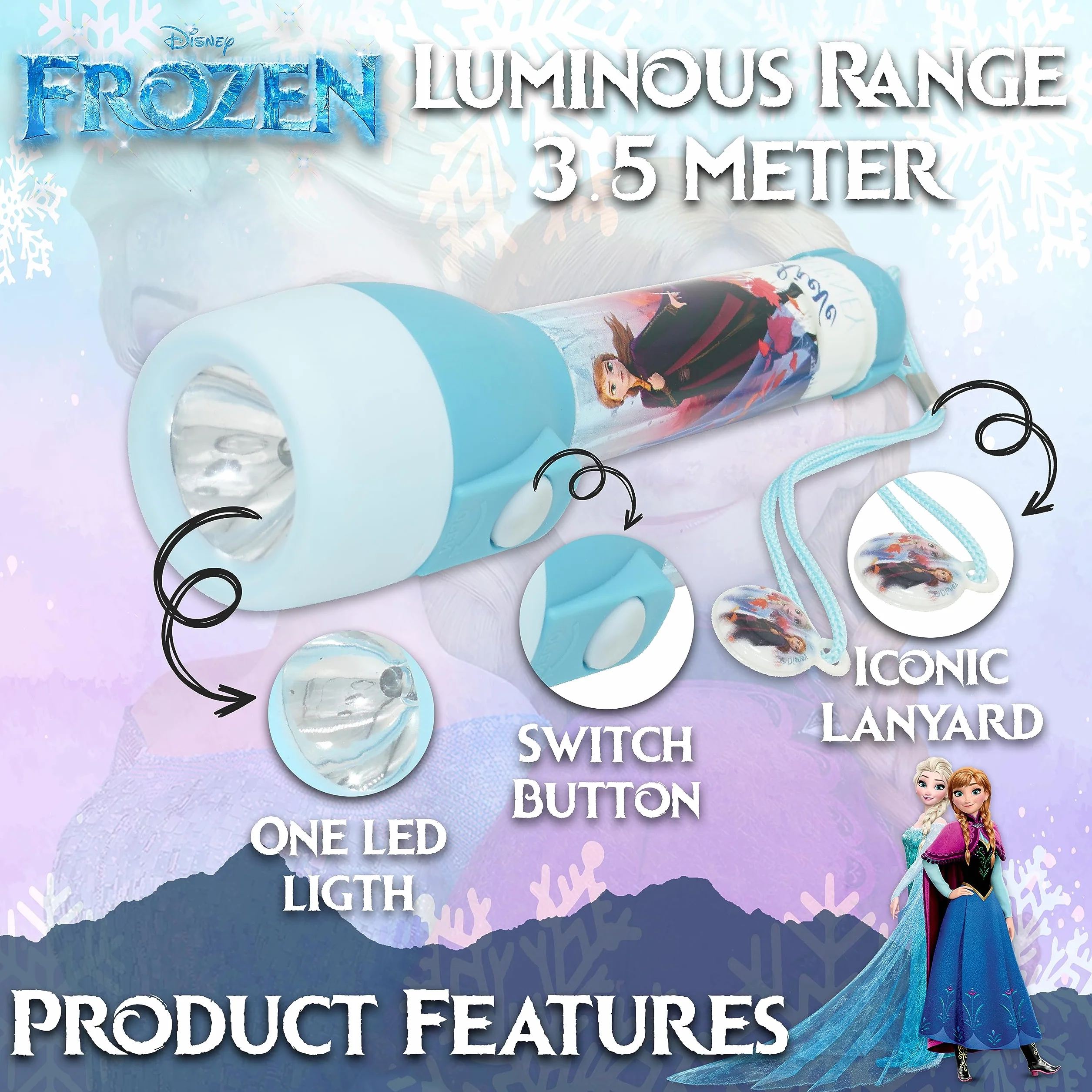 Lampe de poche LED Reine des neiges 2 pour enfants - SRV Hub