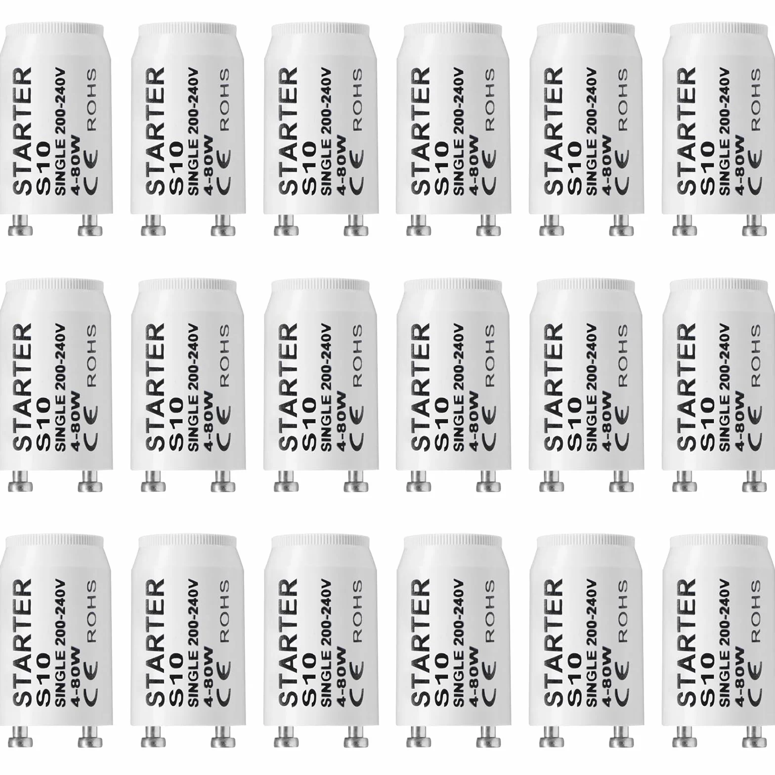Starter S10 Ampoule Tube Fluorescent 4-80W 200-250V 18 Pièces
