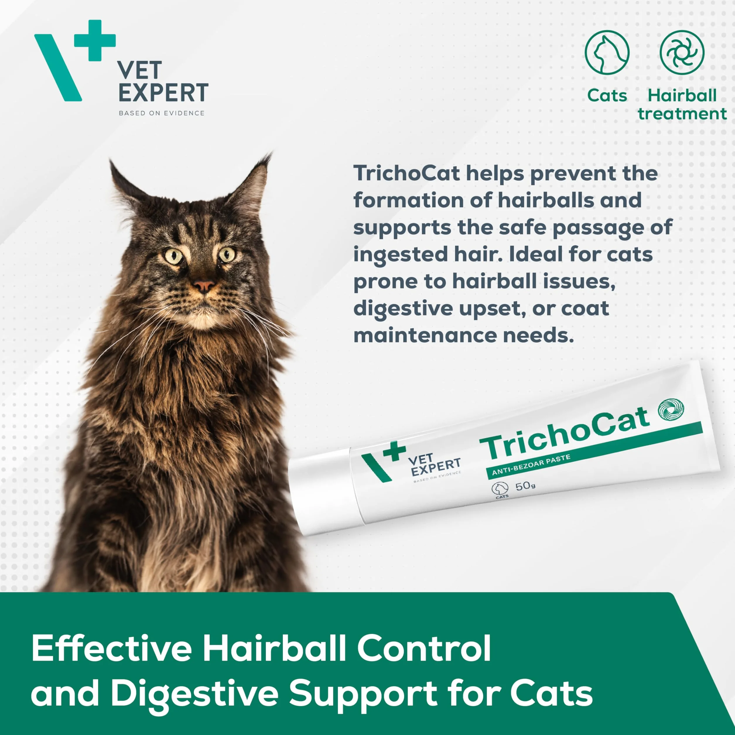 VETEXPERT TrichoCat 50g Pâte dépigmentante Anti-boules de poils