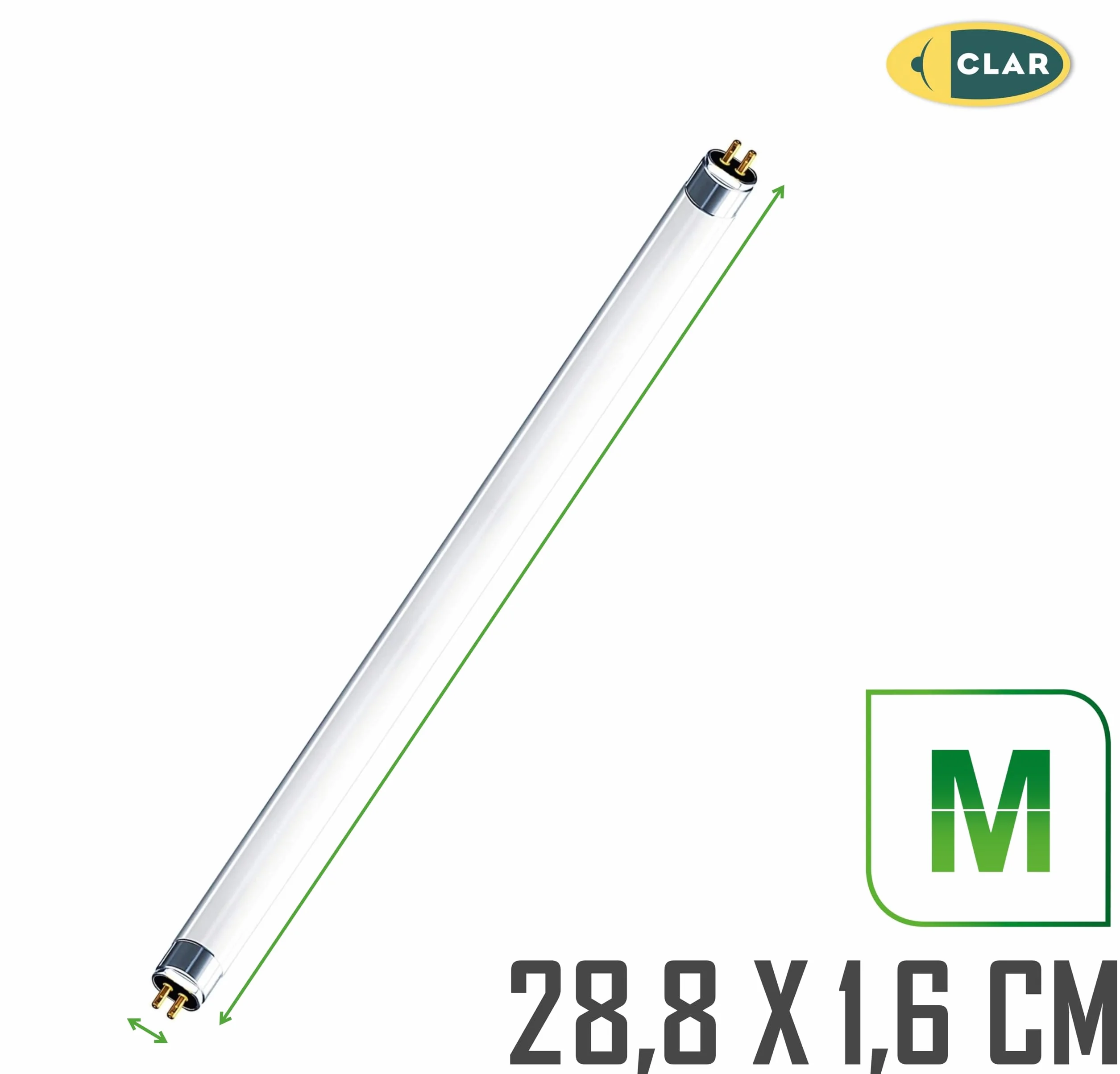 CLAR Tubes Fluorescents 8W T5 28,8 x 1,6 cm Pack 2