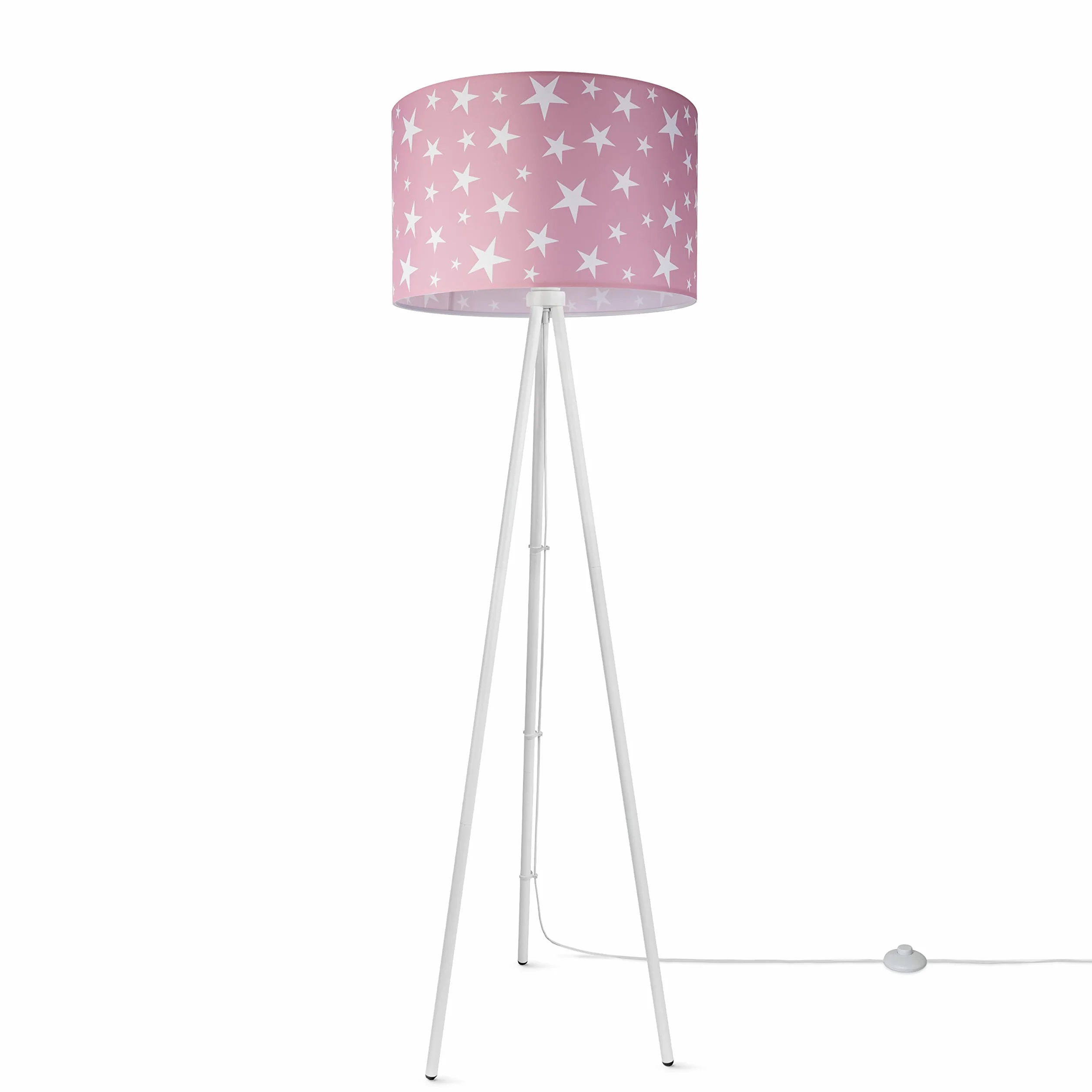 Paco Home Lampadaire Trépied Abat-Jour Tissu Rond Étoiles Lune E27