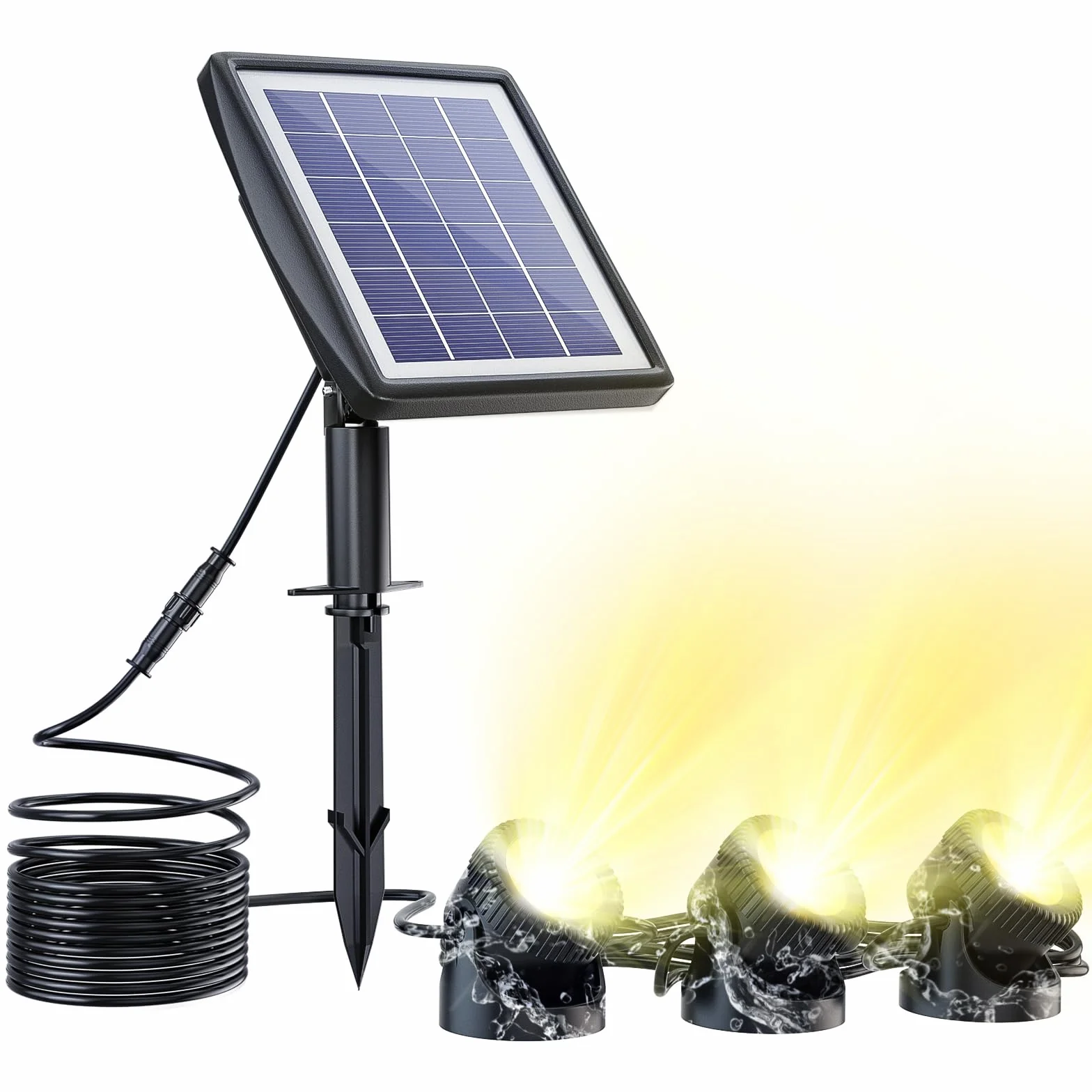 PChero Éclairage Solaire Bassin LED Sous-Marin IP68 3 Lampes Submersibles