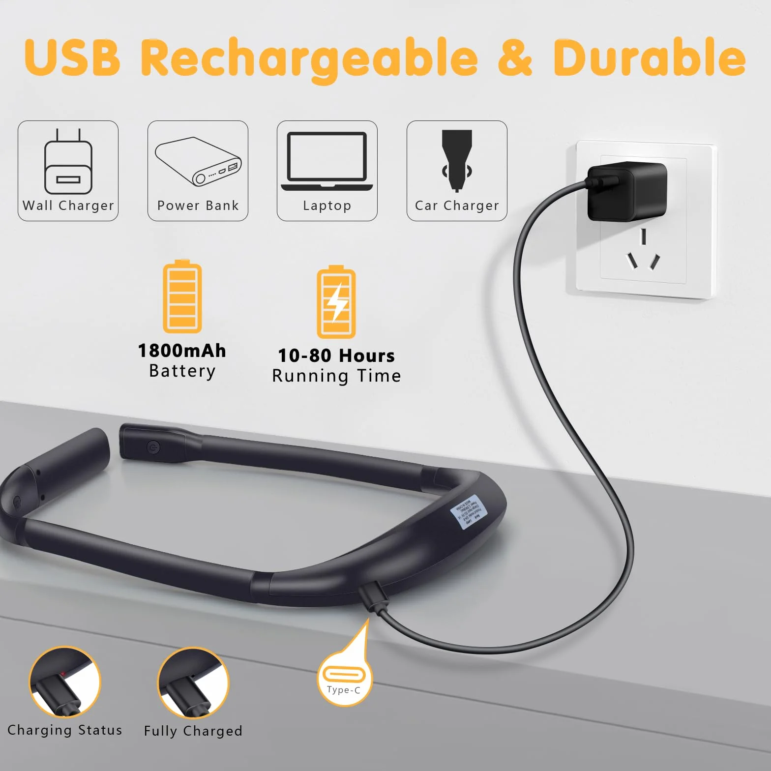 Alyvisun Lampe de Lecture de Cou, Lampe LED Rechargeable USB Flexible, Luminosité Réglable 3 Couleurs pour Lire au Lit