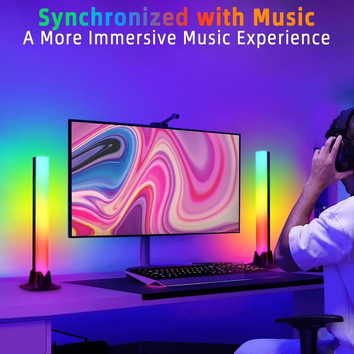 LEAZZLE Lampe LED TV RGB Synchronisation Musicale Gaming Télécommande Rétroéclairage