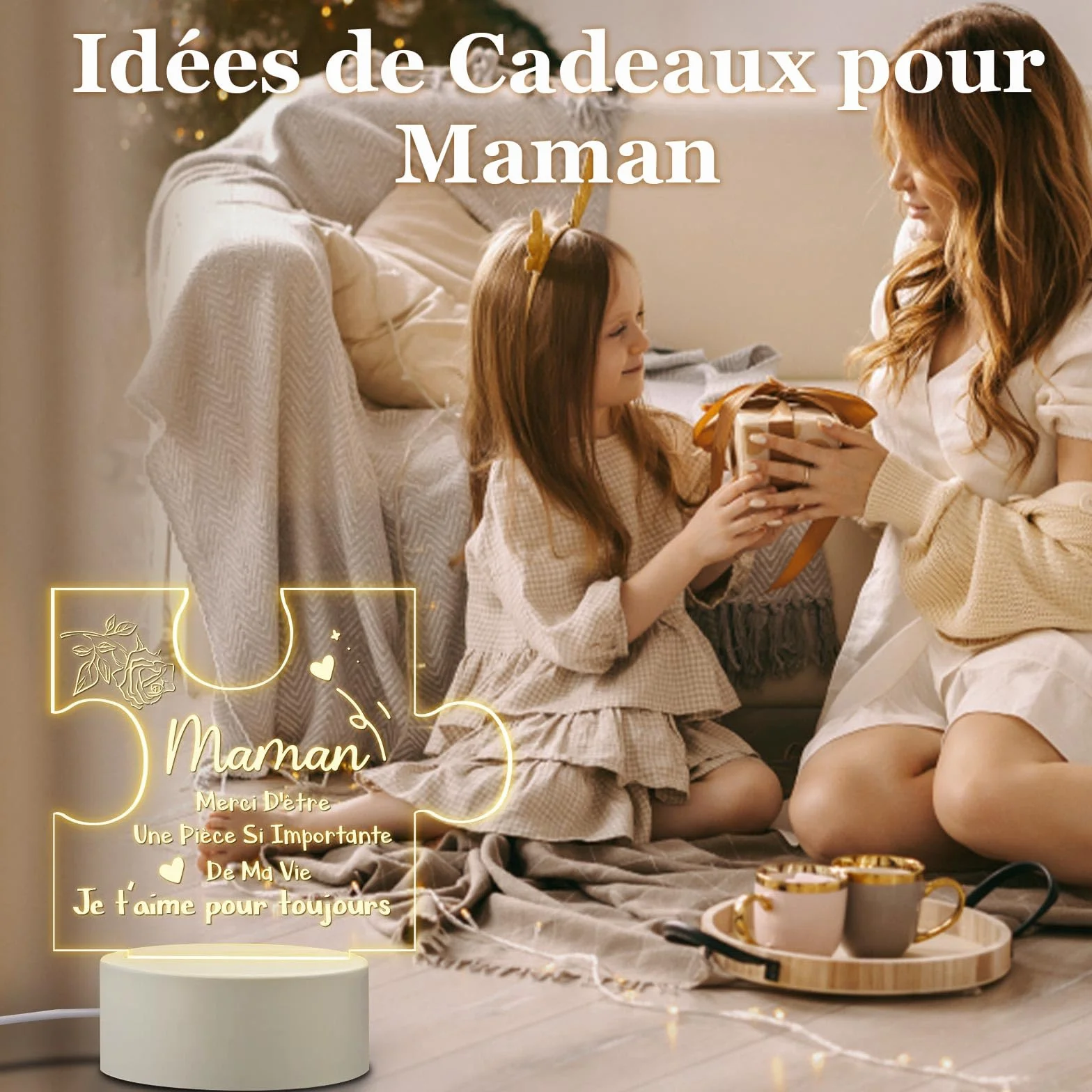Lampe en Acrylique Personnalisée Cadeau Fête des Mères pour Maman Femme