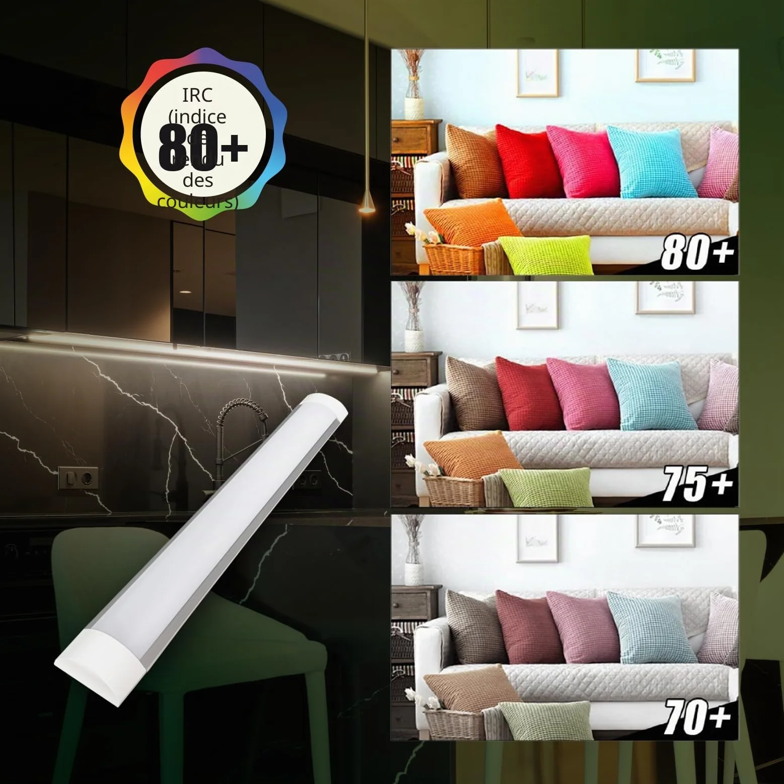 LED ATOMANT Lot de 2 Réglette LED 120cm 40W CCT 4000 Lumens