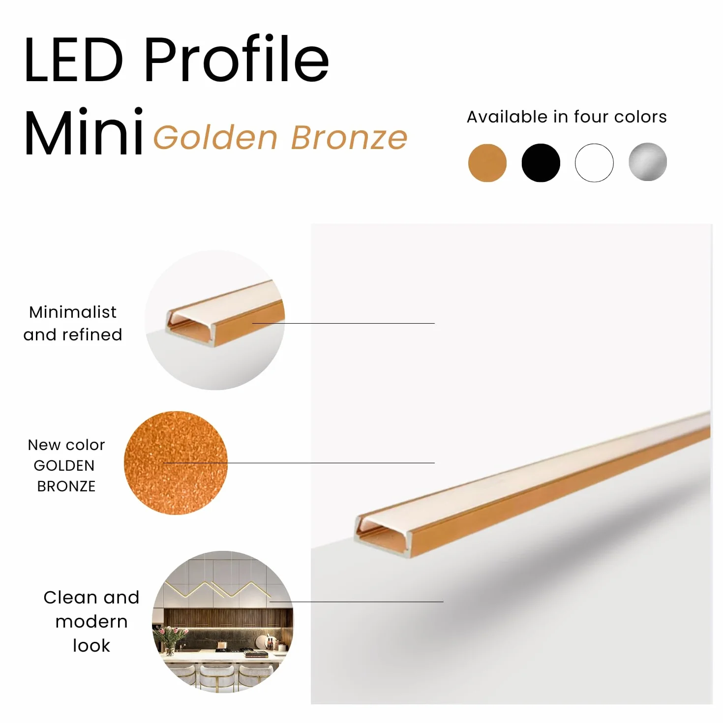 Evotrade Mini spot LED encastrable 2 m diffuseur opale bronze doré