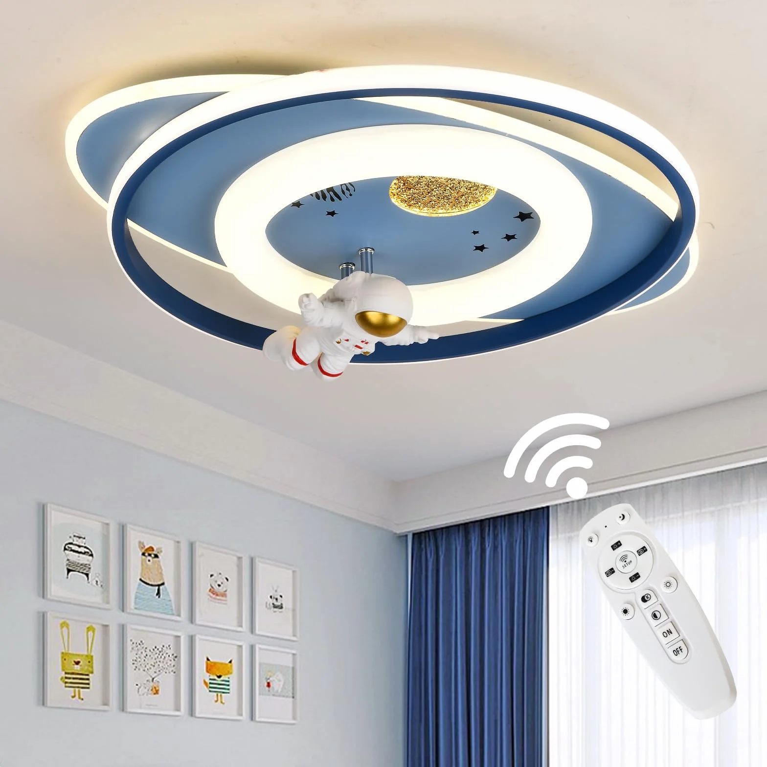 Plafonnier LED enfant 58cm Astronaute créatif dimmable 3000K-6000K Lampe plafond chambre
