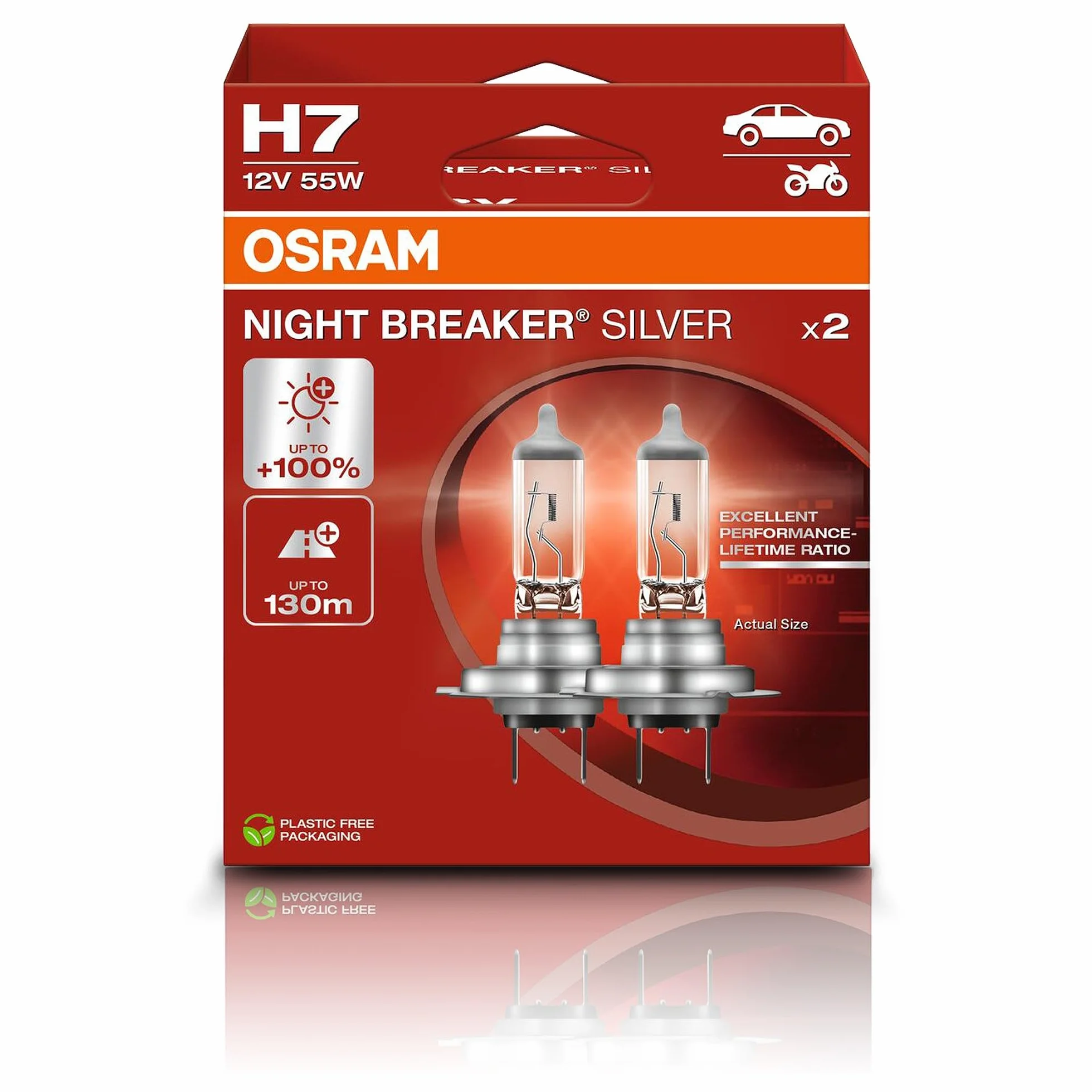 Osram Night Breaker Silver H7 12V 55W Halogène Ampoules Set 2 Pièces